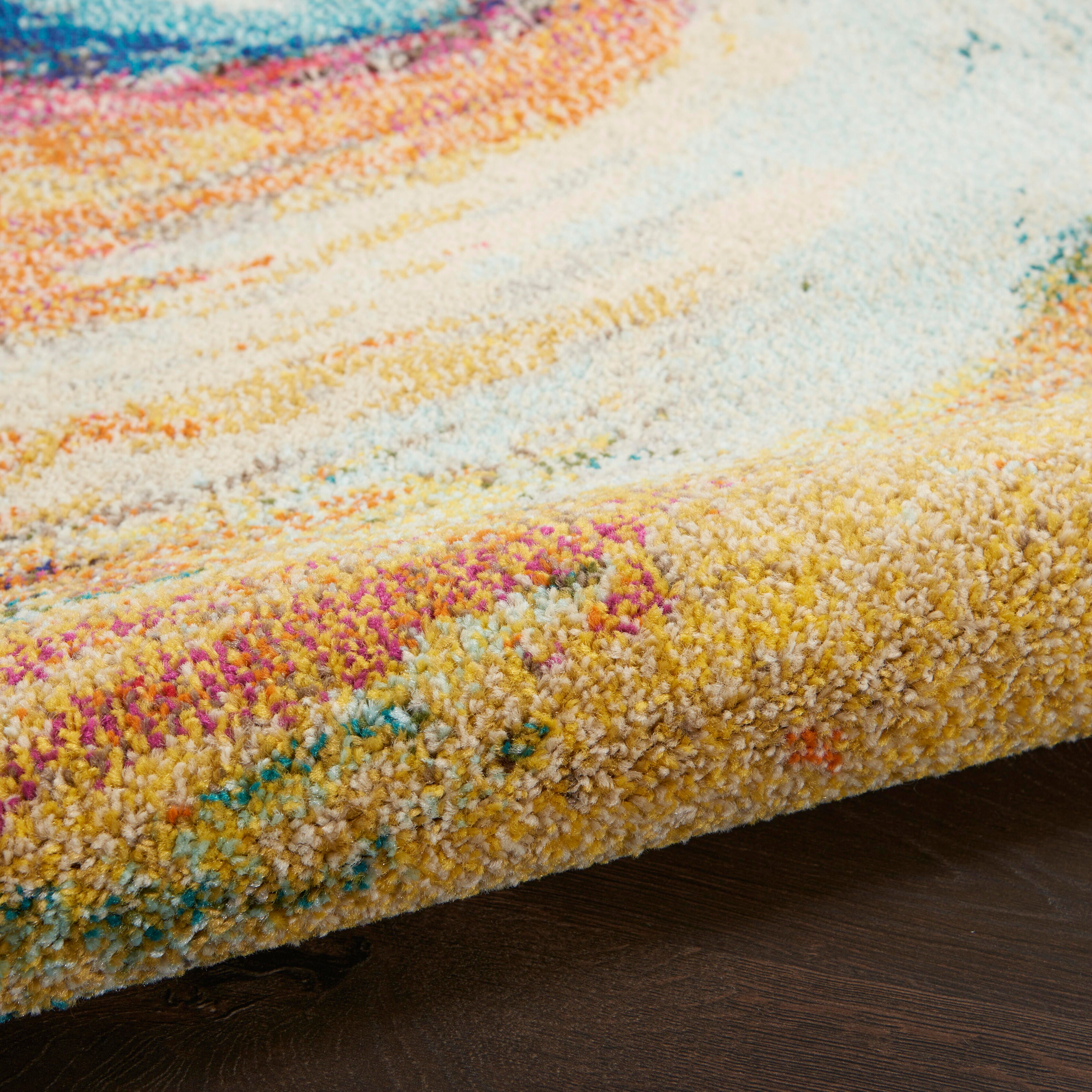 Nourison Nourison Celestial 5'3" x Round Wave Modern Indoor Rug, Wave, large