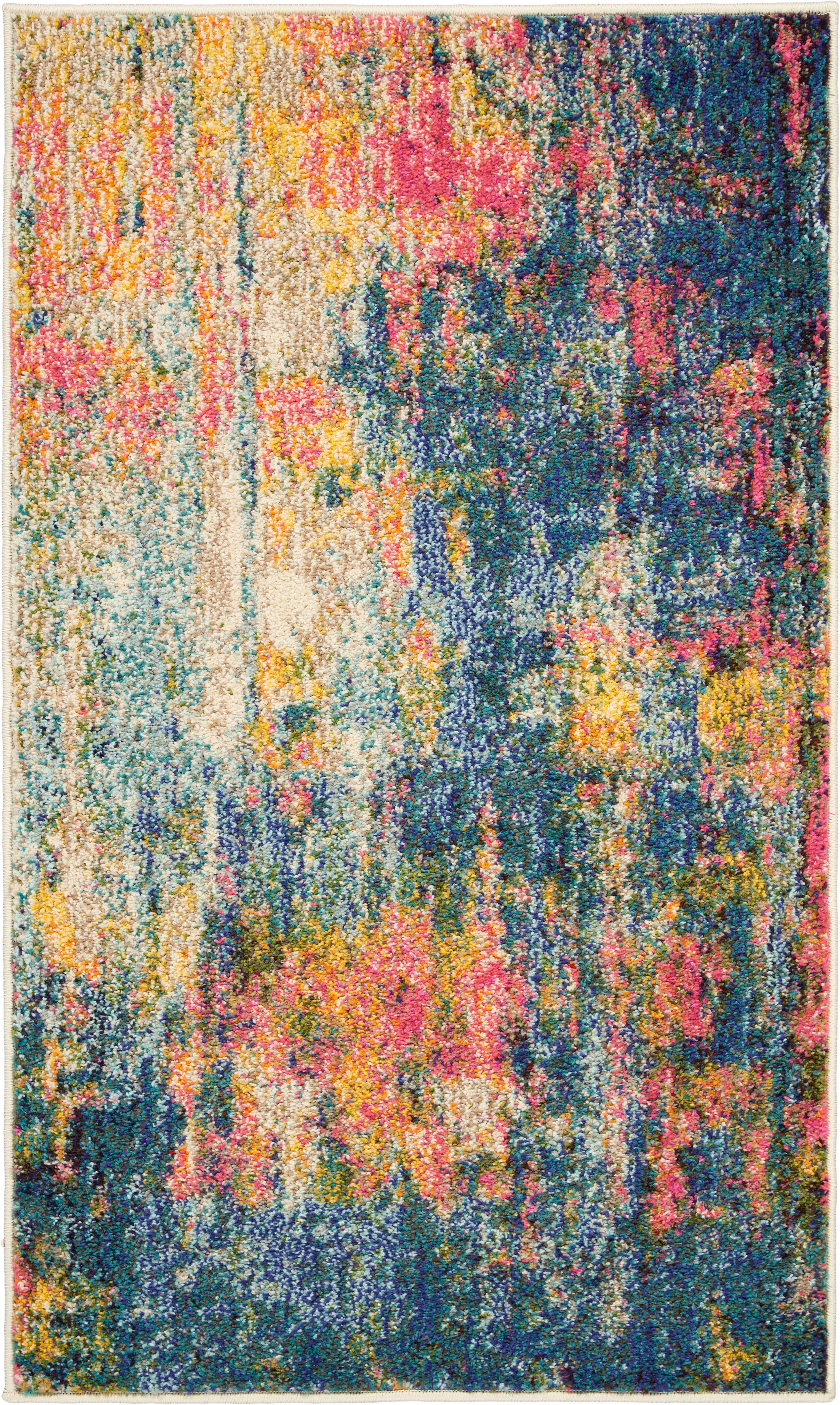 Nourison Nourison Celestial 2'2" x 3'9" Blue/Yellow Modern & Contemporary Indoor Rug, Blue/Yellow, large