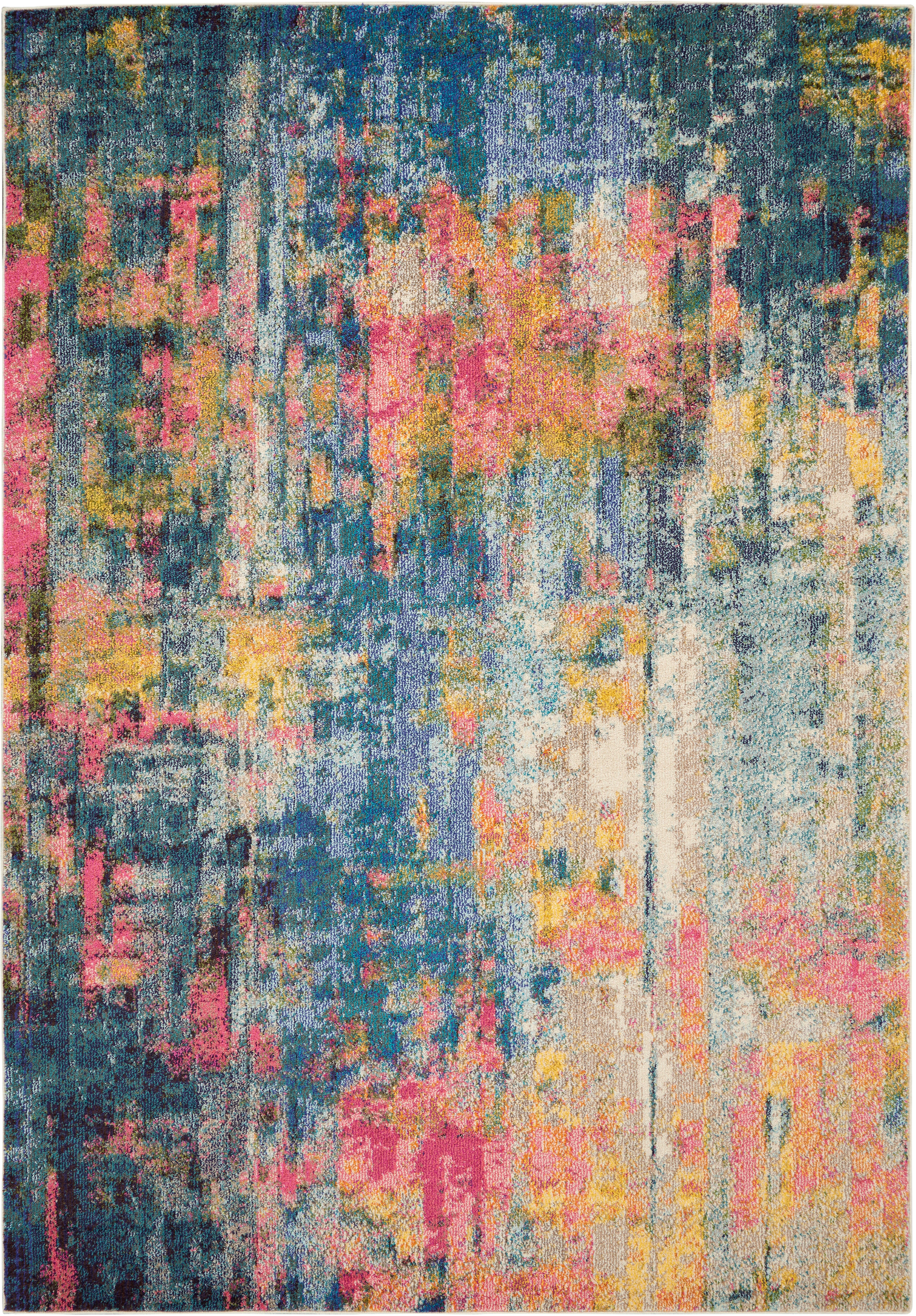 Nourison Nourison Celestial 6'7" x 9'7" Blue/Yellow Modern & Contemporary Indoor Rug, Blue/Yellow, large