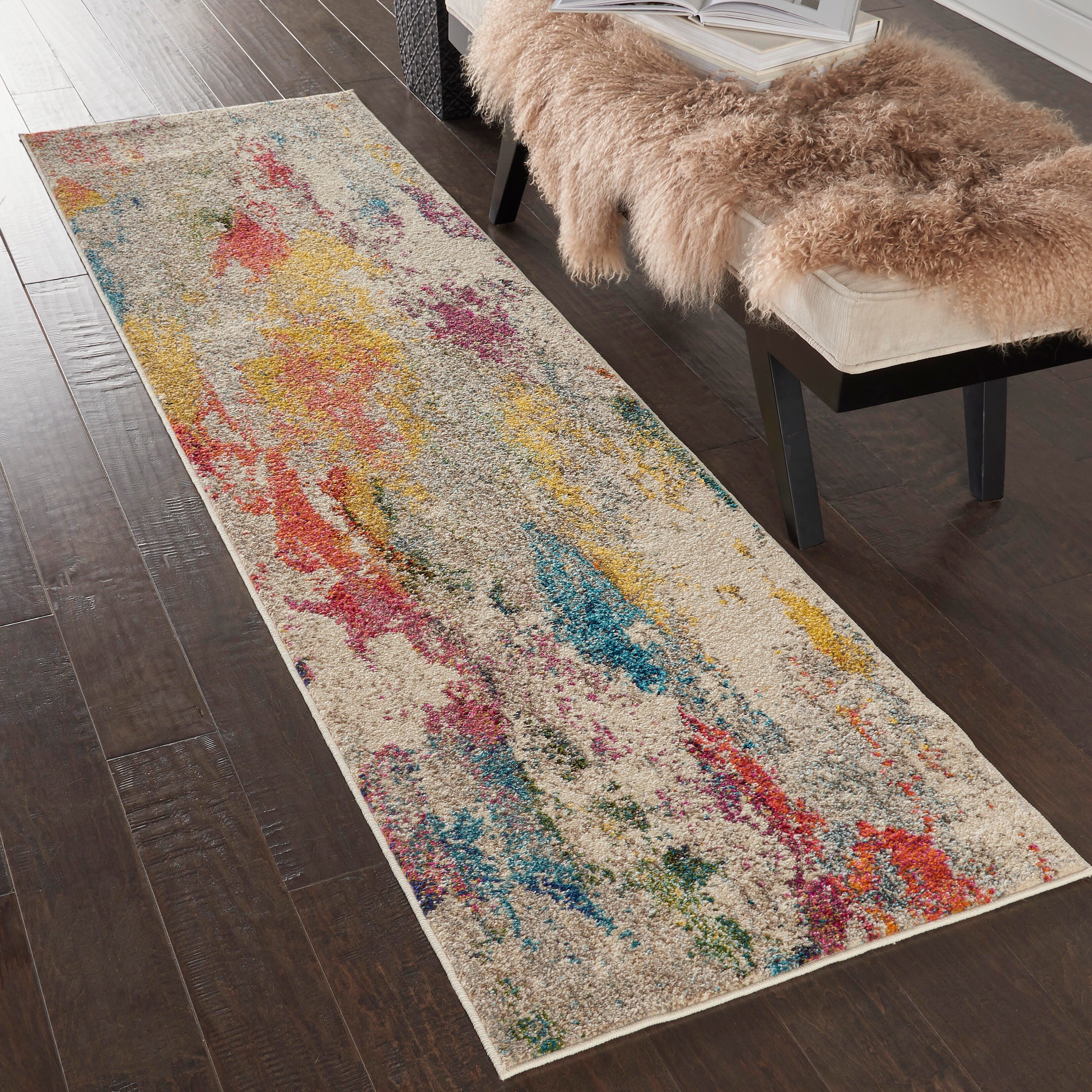 Nourison Nourison Celestial 2'2" x 7'6" Ivory/Multicolor Modern & Contemporary Indoor Rug, Ivory/Multi, rollover
