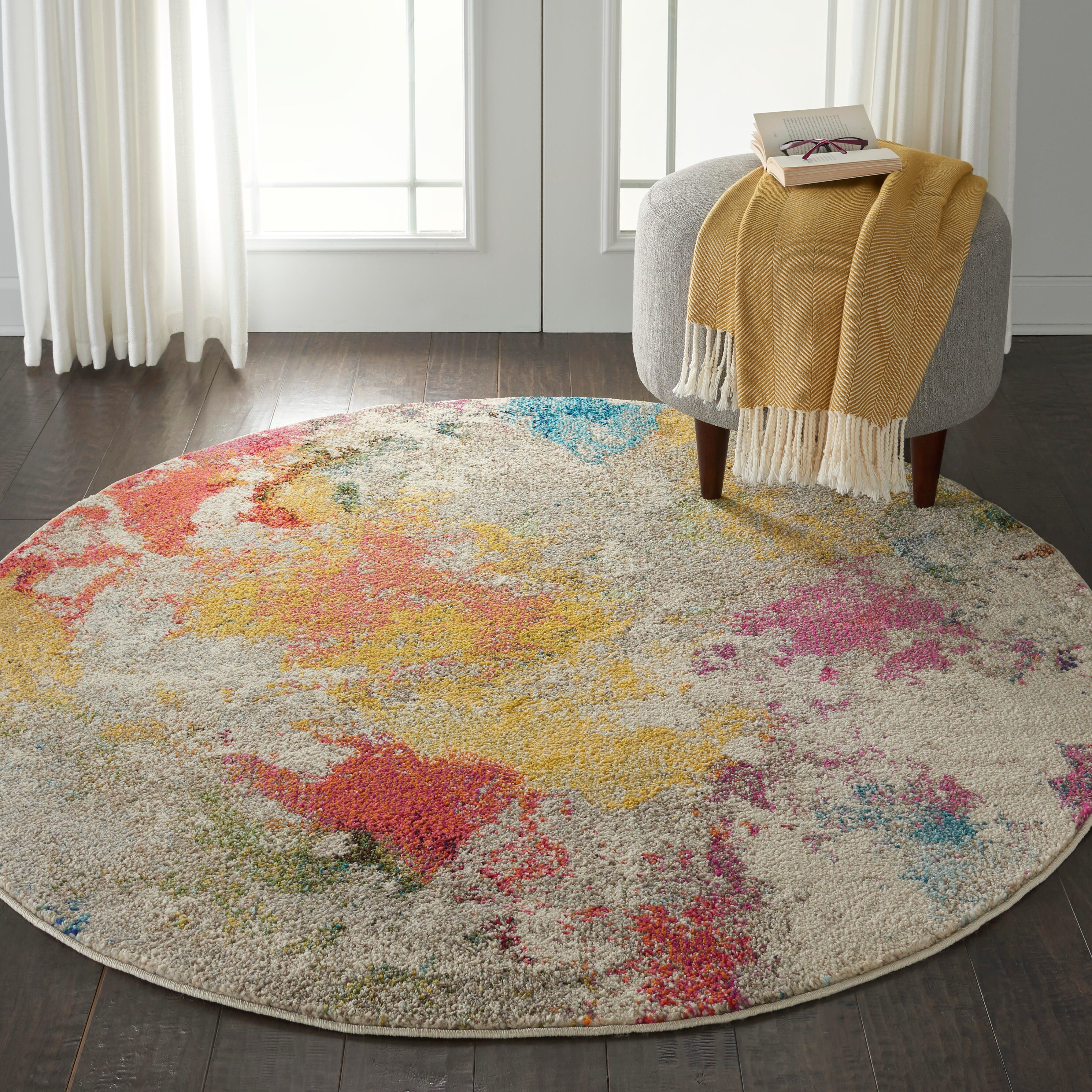 Nourison Nourison Celestial 4' x ROUND Ivory/Multicolor Modern & Contemporary Indoor Rug, Ivory/Multi, rollover