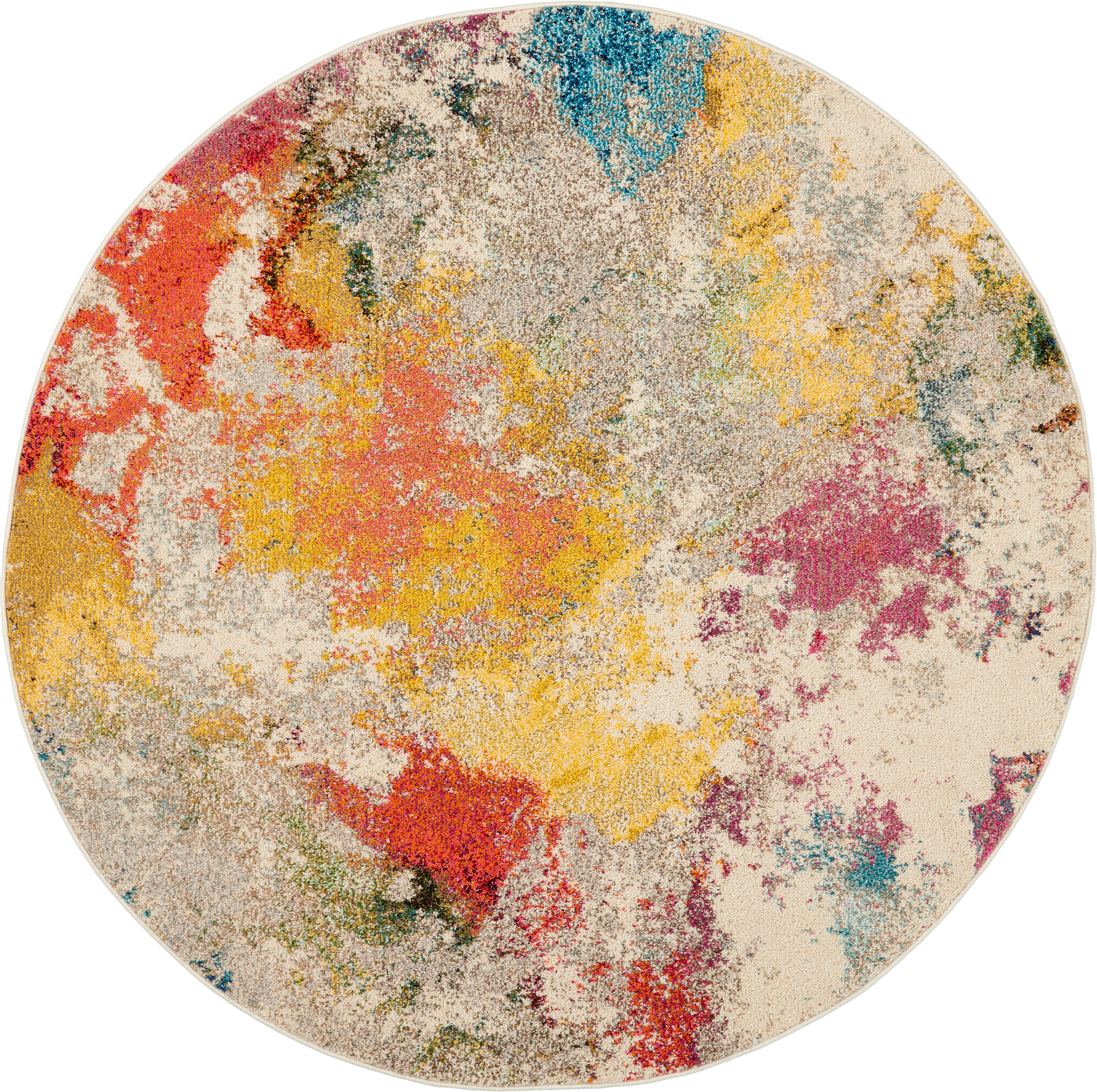 Nourison Nourison Celestial 4' x ROUND Ivory/Multicolor Modern & Contemporary Indoor Rug, Ivory/Multi, large