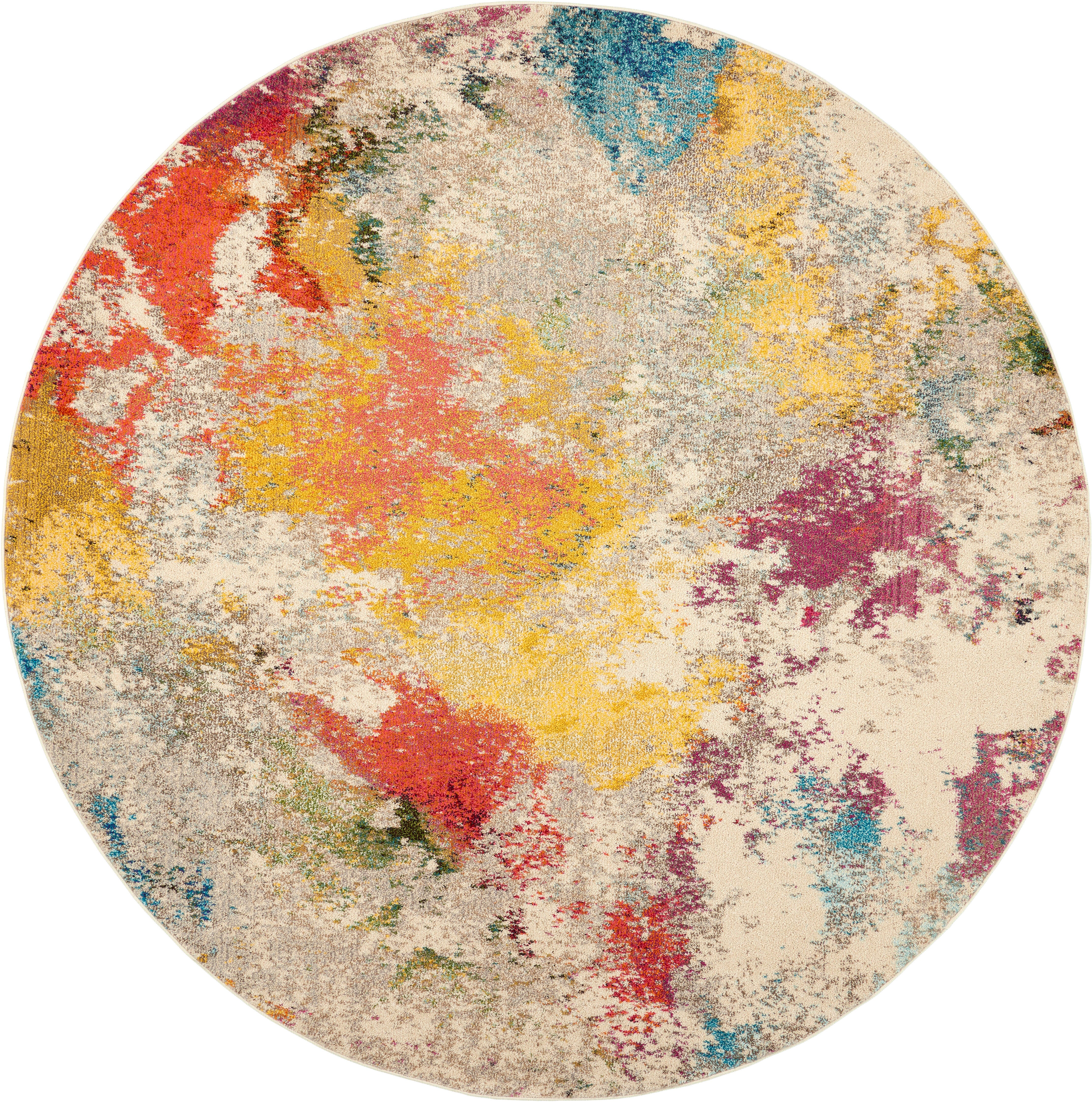 Nourison Nourison Celestial 7'10" x ROUND Ivory/Multicolor Modern and Contemporary Indoor Rug, Ivory/Multi, large