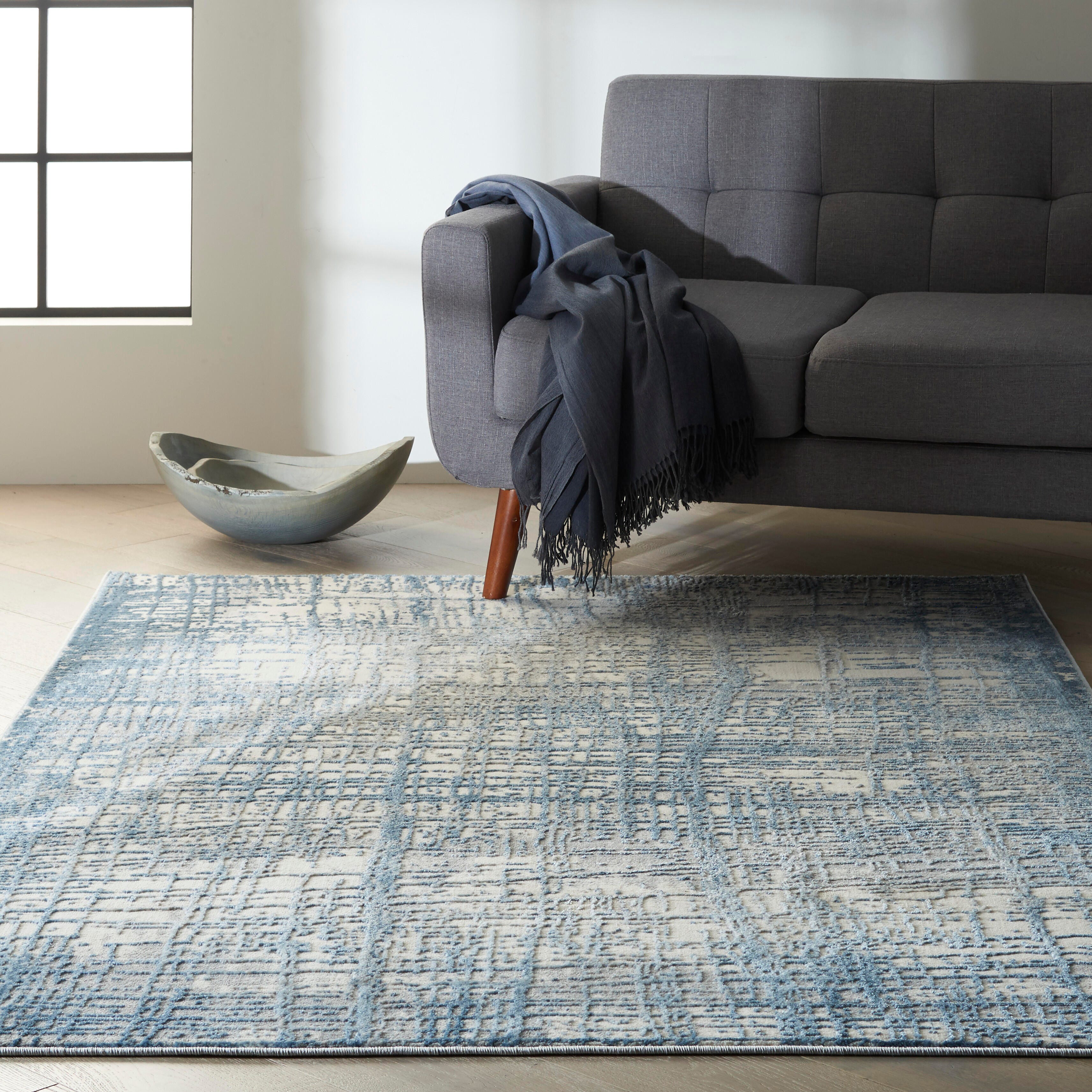 Calvin Klein Calvin Klein Ck950 Rush 5'3" x 7'3" Ivory Blue Modern Indoor Rug, Ivory Blue, rollover