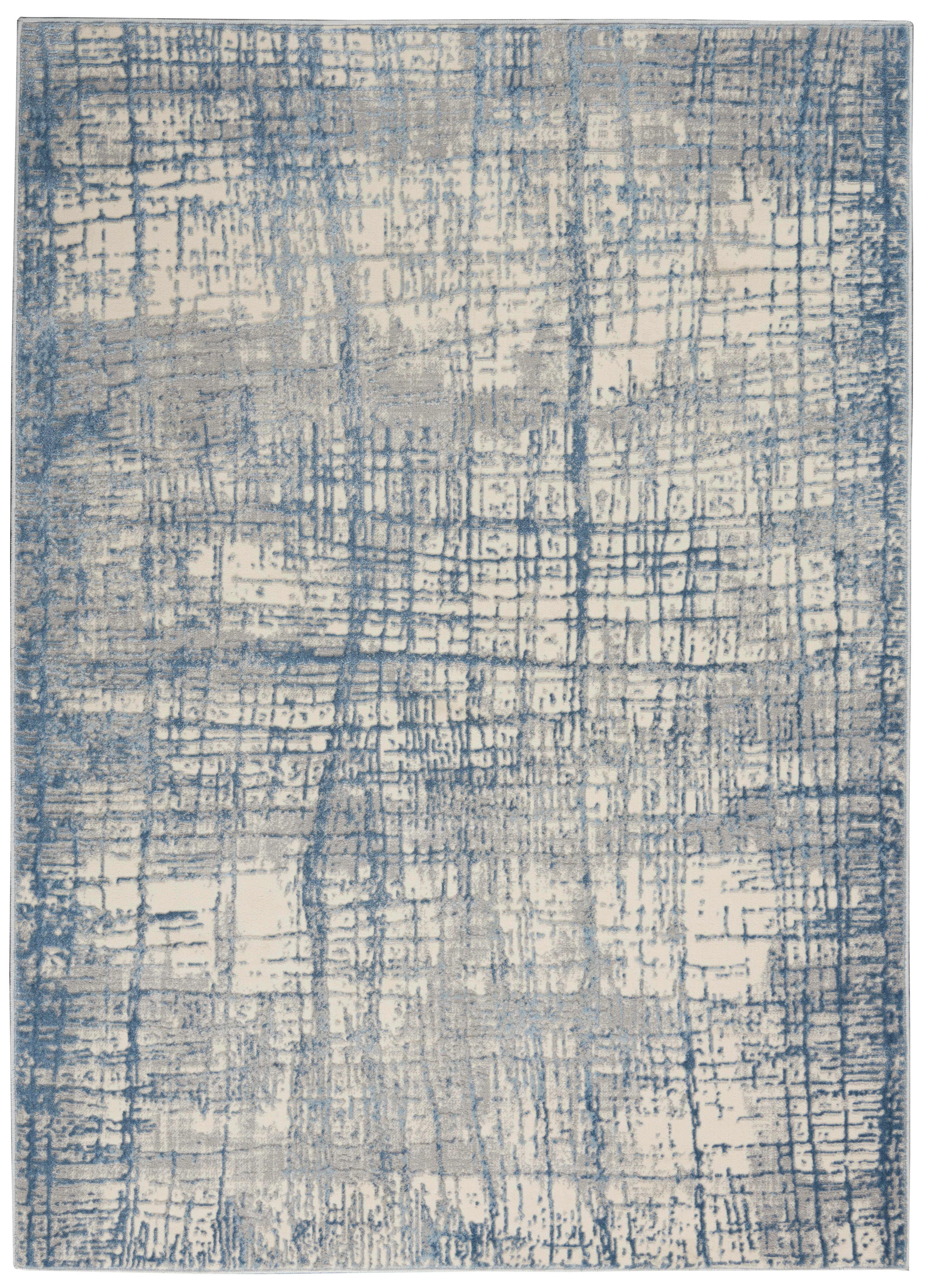 Calvin Klein Calvin Klein Ck950 Rush 5'3" x 7'3" Ivory Blue Modern Indoor Rug, Ivory Blue, large