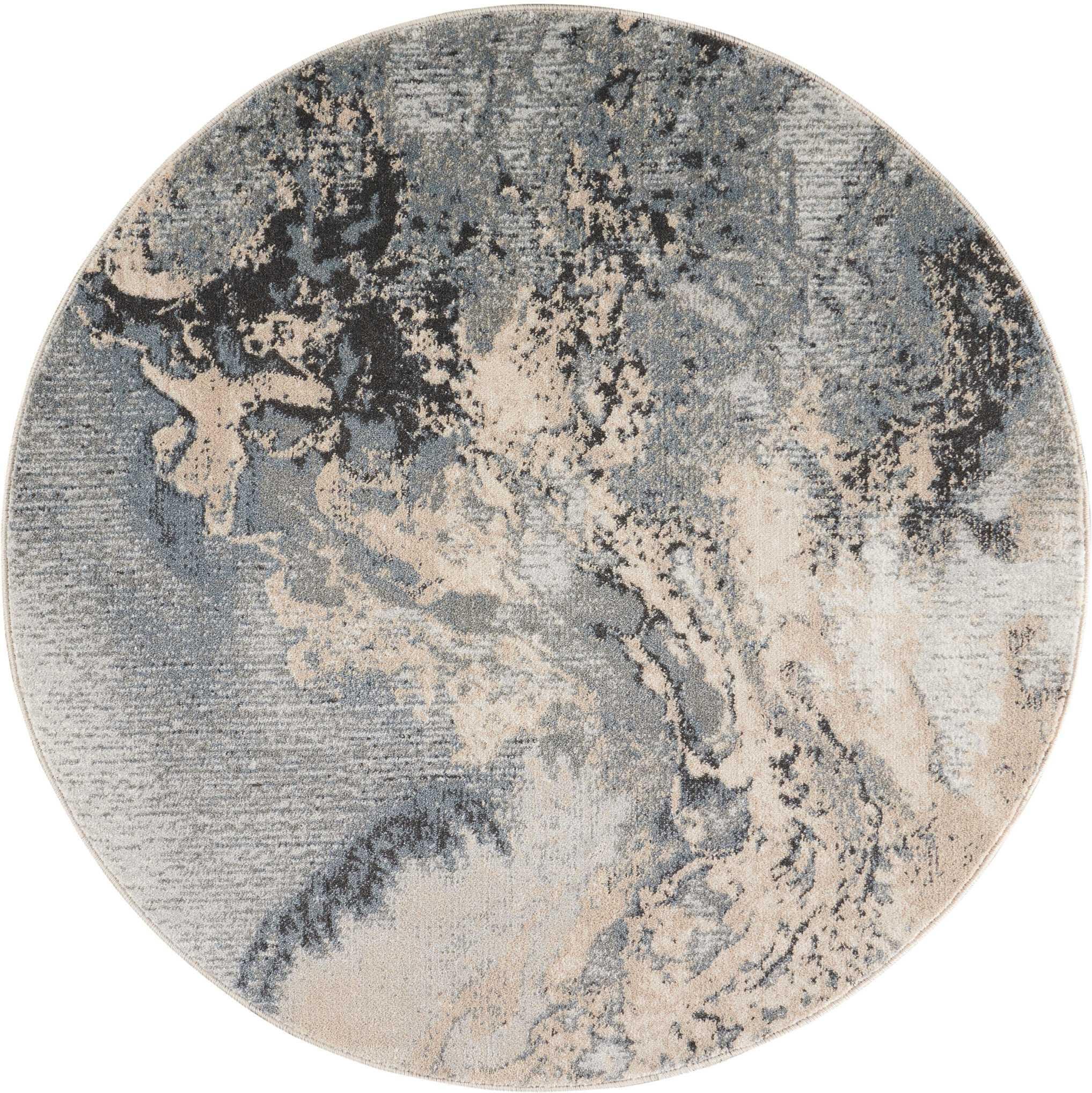 Nourison Nourison Maxell 3'10" x ROUND Grey Modern Indoor Rug, Gray, large