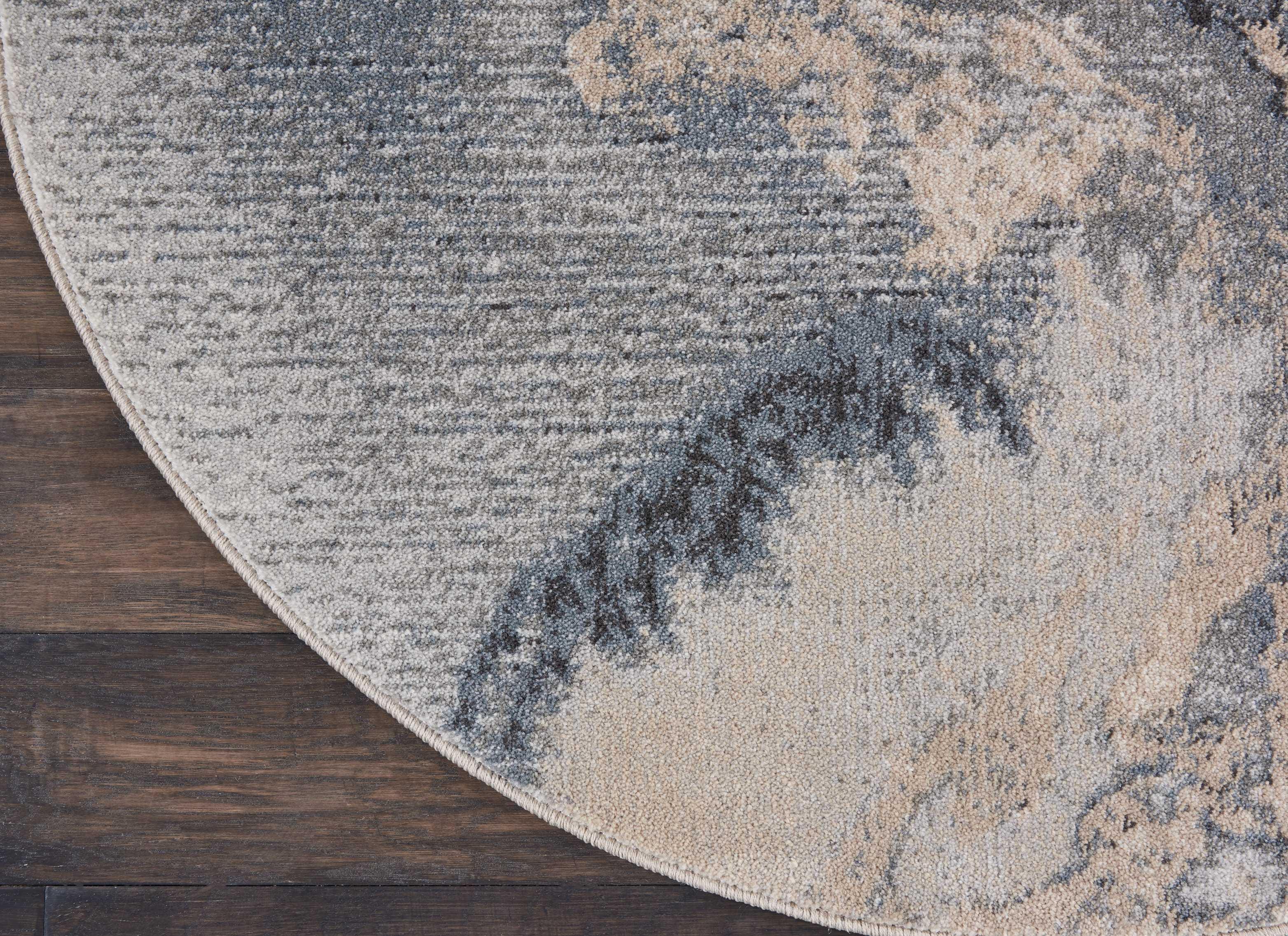 Nourison Home Nourison Maxell 3'10" x ROUND Grey Modern Indoor Rug, Gray, large