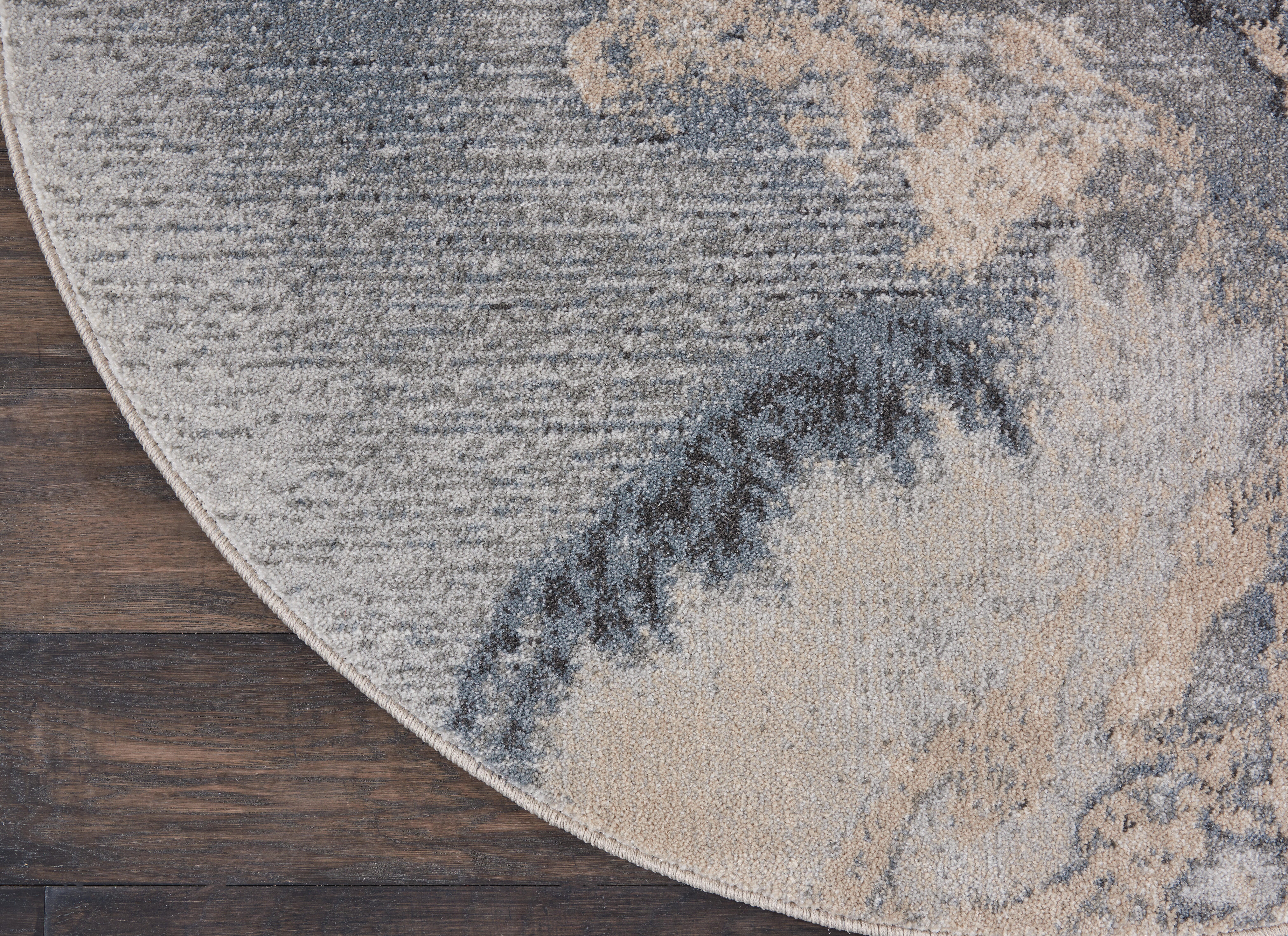 Nourison Home Nourison Maxell 5'3" x ROUND Grey Modern Indoor Rug, Gray, large