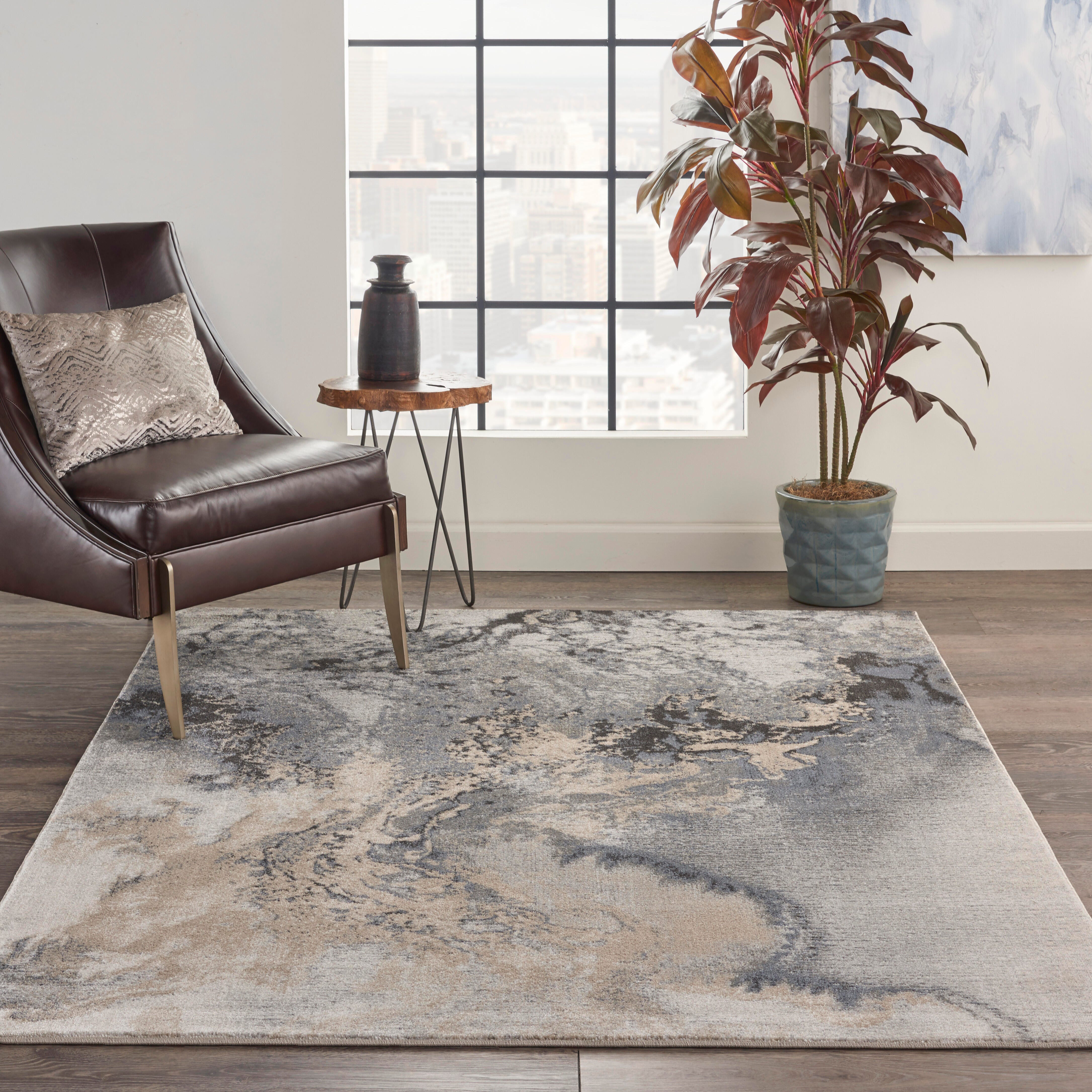 Nourison Nourison Maxell 6' x 9' Grey Modern Indoor Rug, Gray, rollover