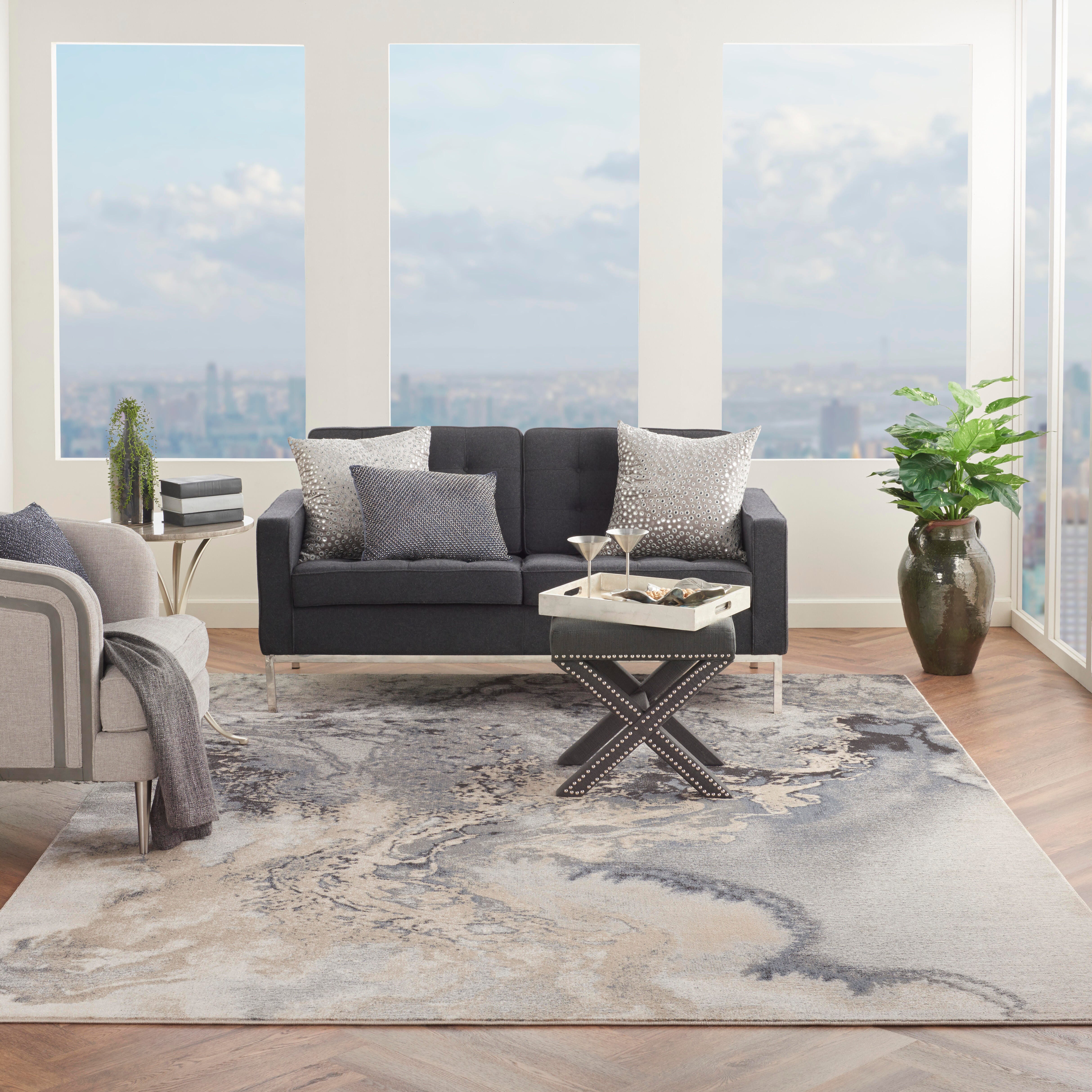 Nourison Nourison Maxell 7' x 10' Grey Modern Indoor Rug, Gray, rollover