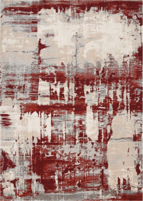 Nourison Home Maxell 5'3" x 7'3" Ivory/Red Modern Indoor Rug, Ivory/Red