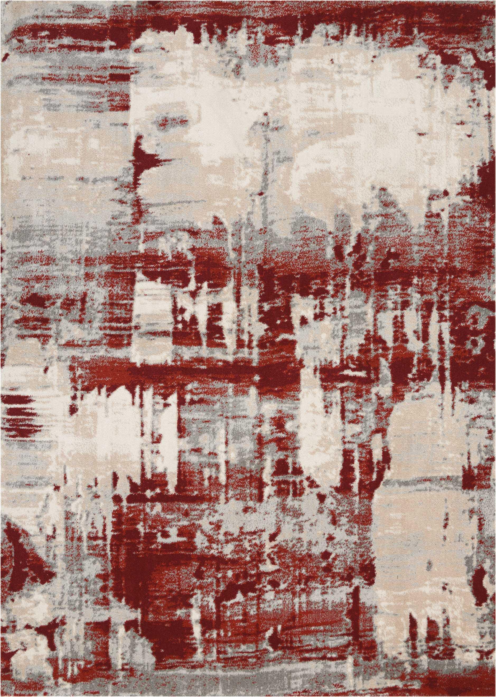 Nourison Home Nourison Maxell 7'10" x 10'6" Ivory/Red Modern Indoor Rug, Ivory/Red, large