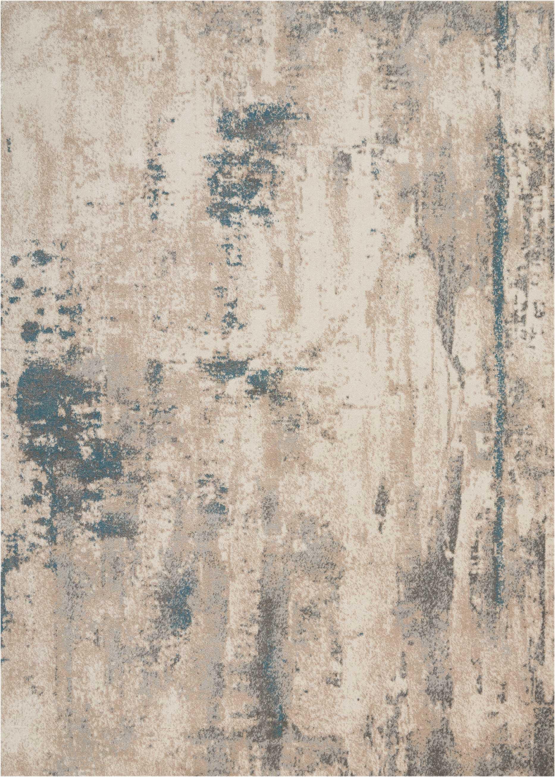 Nourison Home Nourison Maxell 3'10" x 5'10" Ivory/Teal Modern Indoor Rug, Ivory/Teal, large