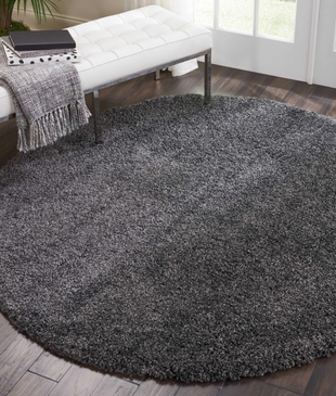 Nourison Home Nourison Malibu Shag 4' x ROUND Dark Grey Shag Indoor Rug, Dark Gray, rollover