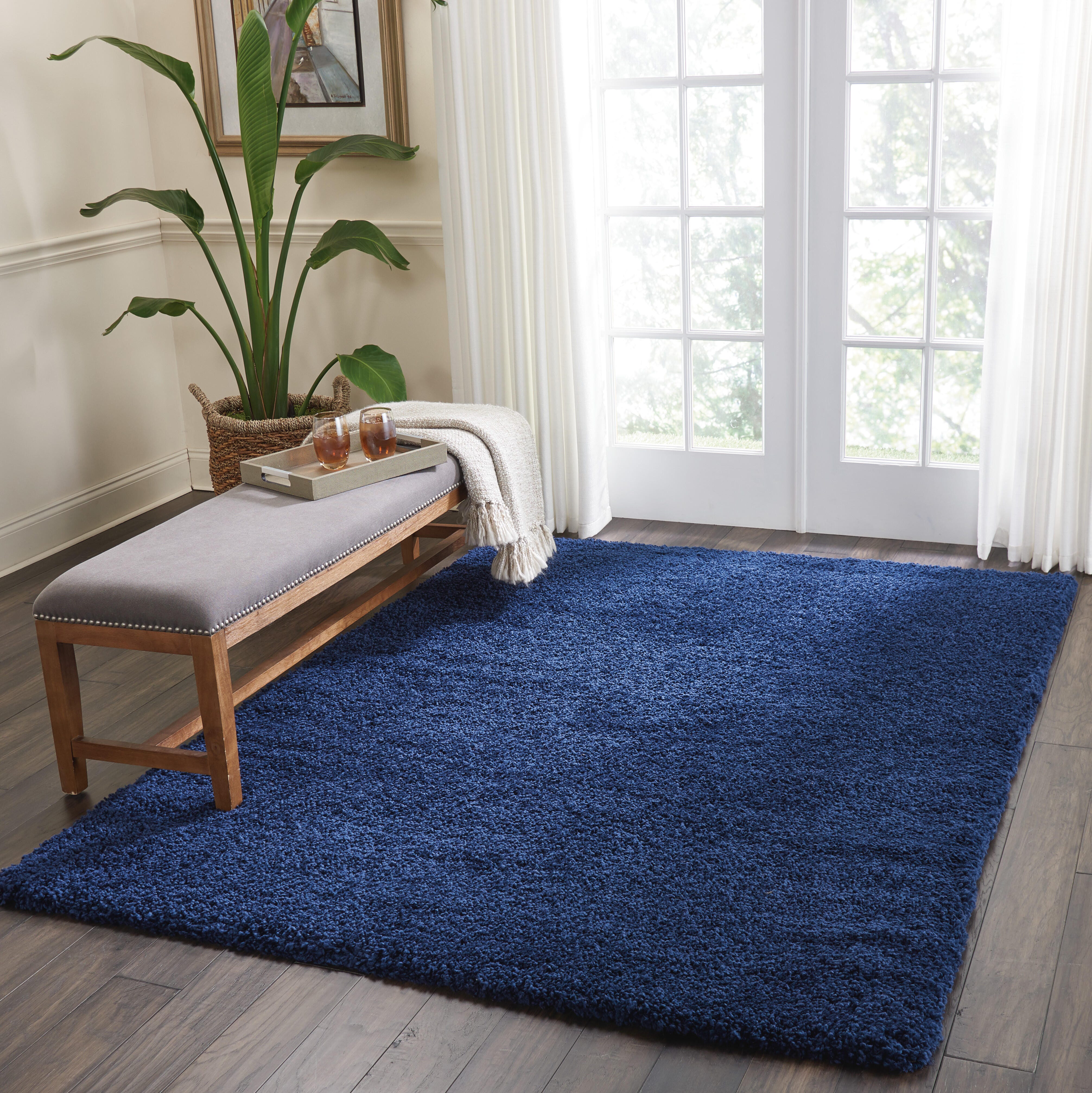 Nourison Home Nourison Malibu Shag 5'3" x 7'3" Navy Shag Indoor Rug, Navy, rollover