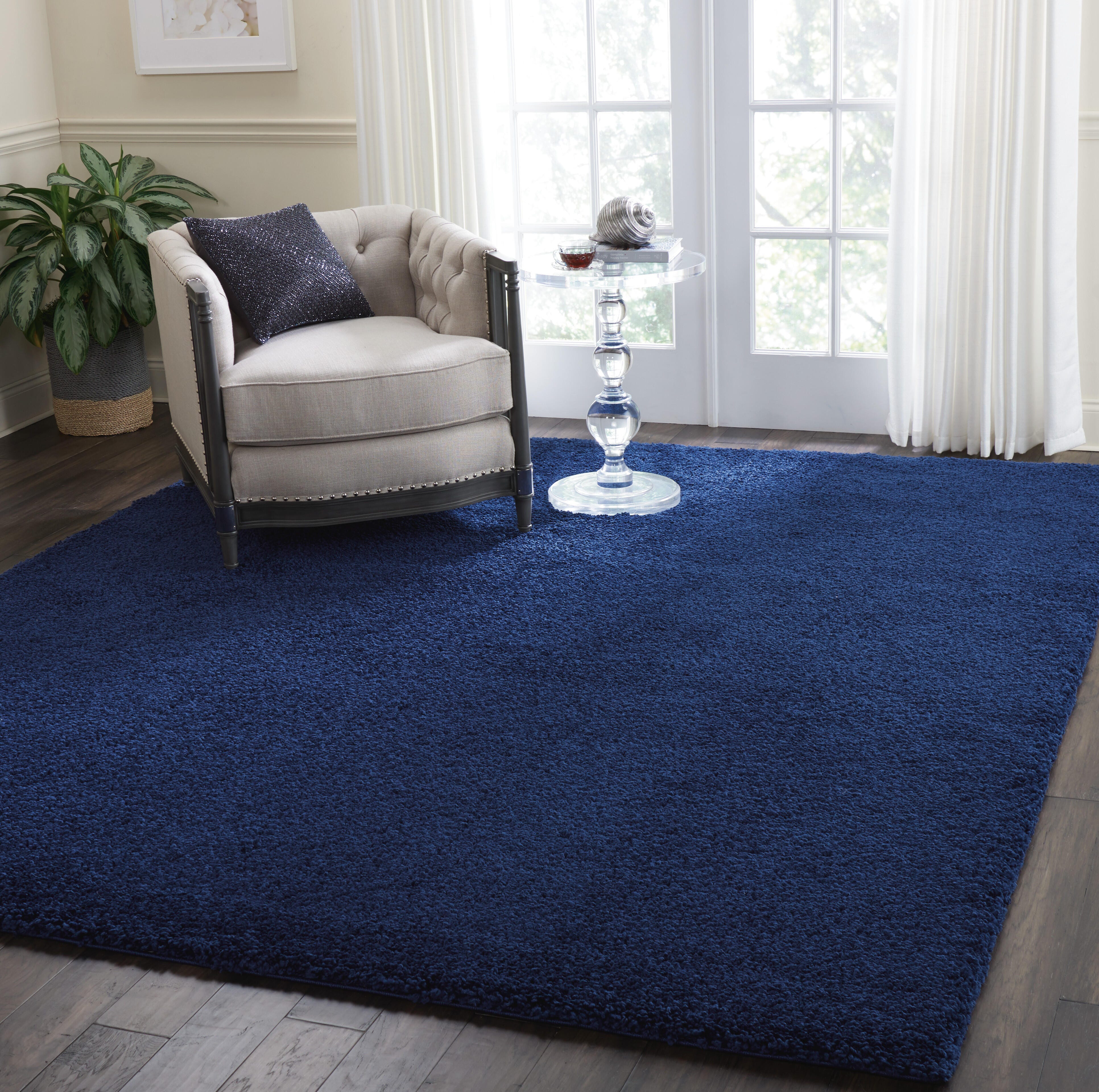 Nourison Home Nourison Malibu Shag 7'10" x 9'10" Navy Shag Indoor Rug, Navy, rollover
