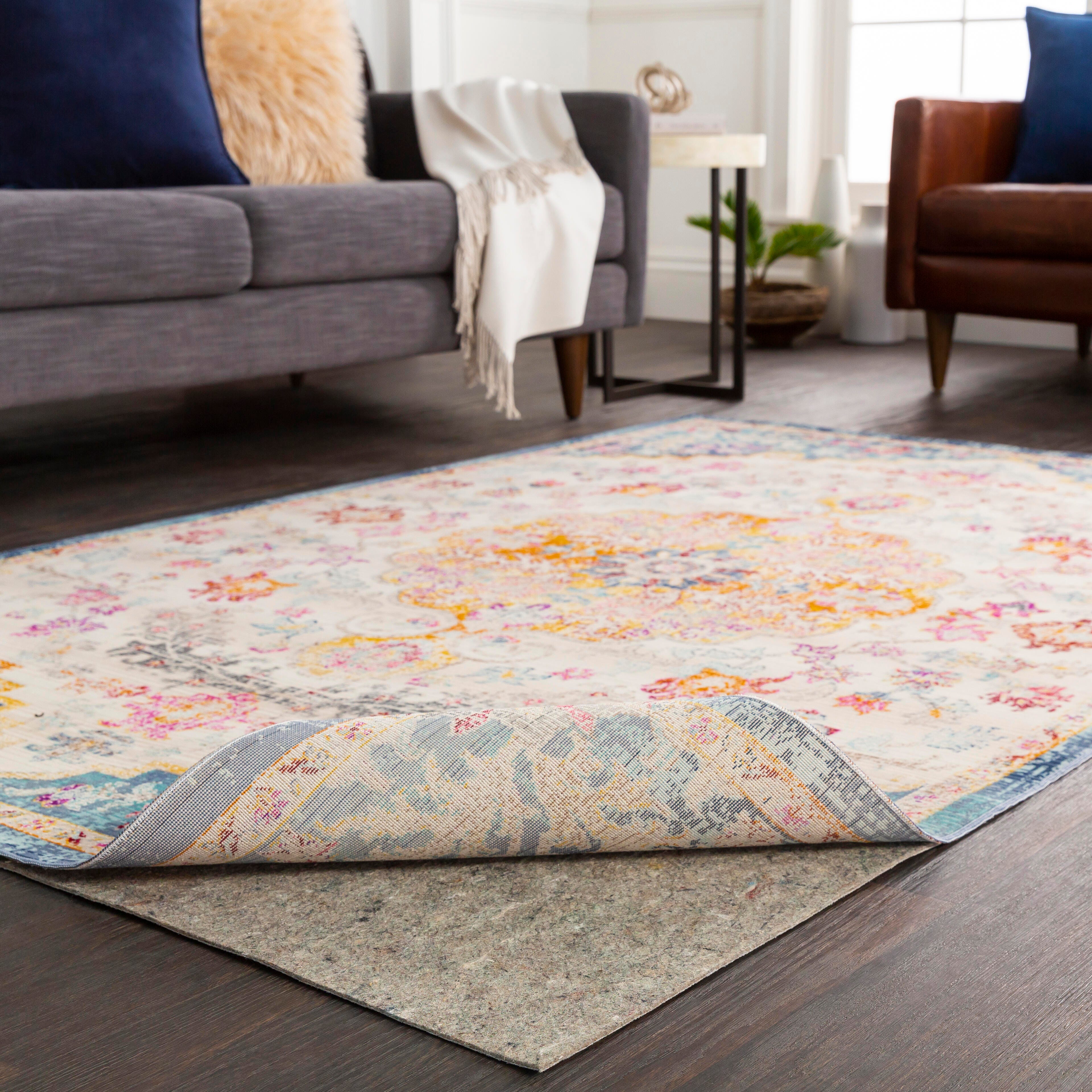 Surya Premium 8' Round Felted Rug Pad, Gray, large
