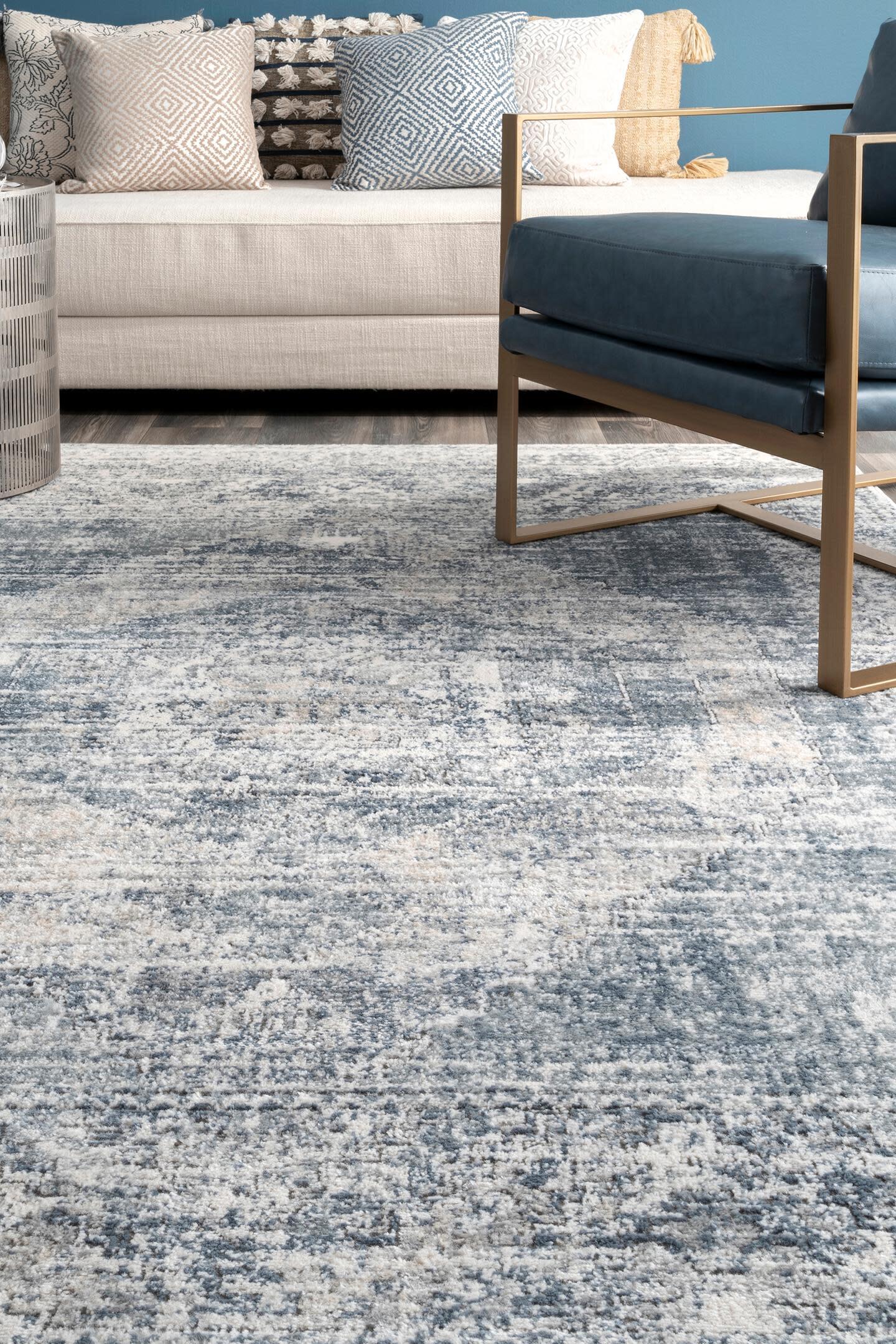Nuloom Jayla Barbed Iris Medallion 6' 7" x 9' Area Rug, Blue, large