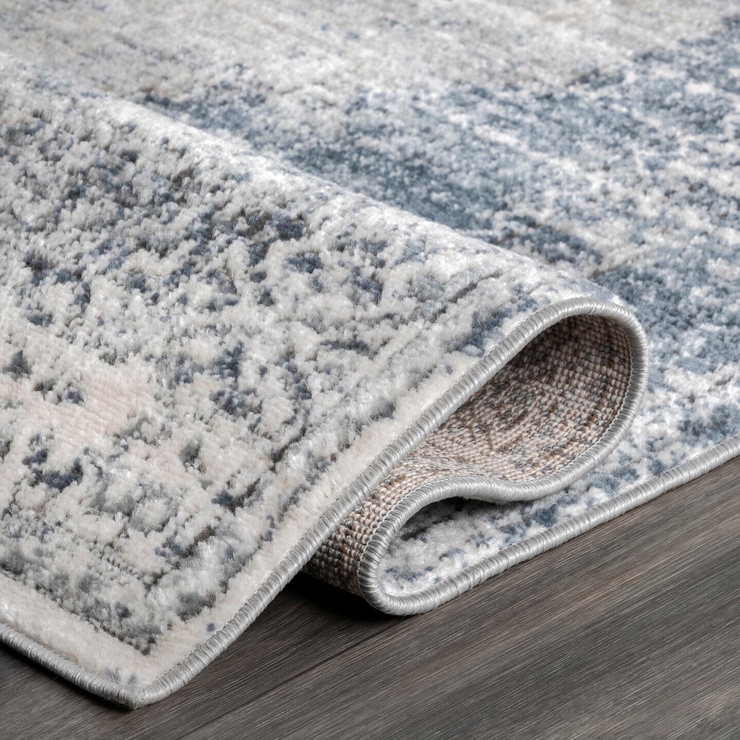 Nuloom Jayla Barbed Iris Medallion 6' 7" x 9' Area Rug, Blue, large