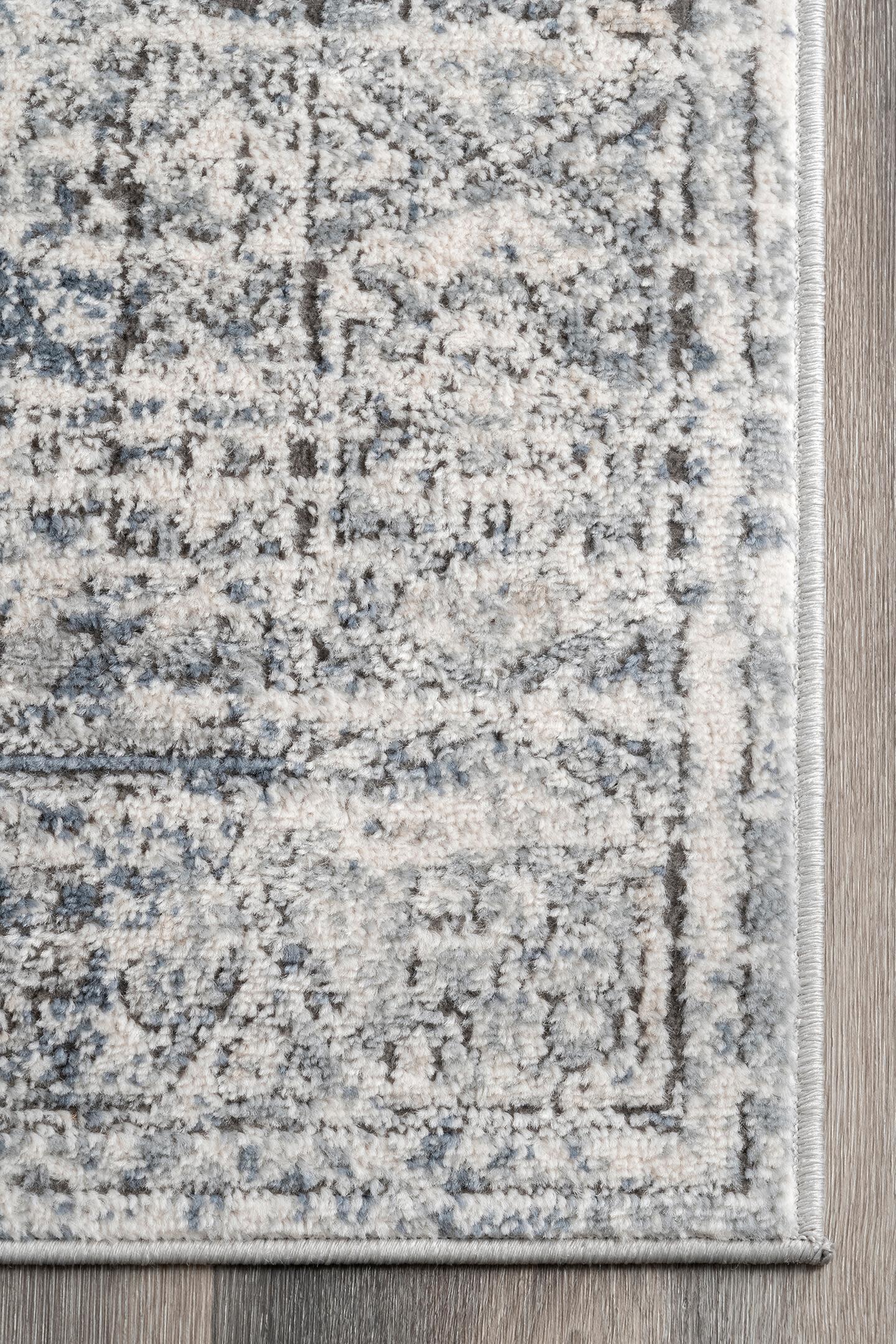 Nuloom Jayla Barbed Iris Medallion 6' 7" x 9' Area Rug, Blue, large