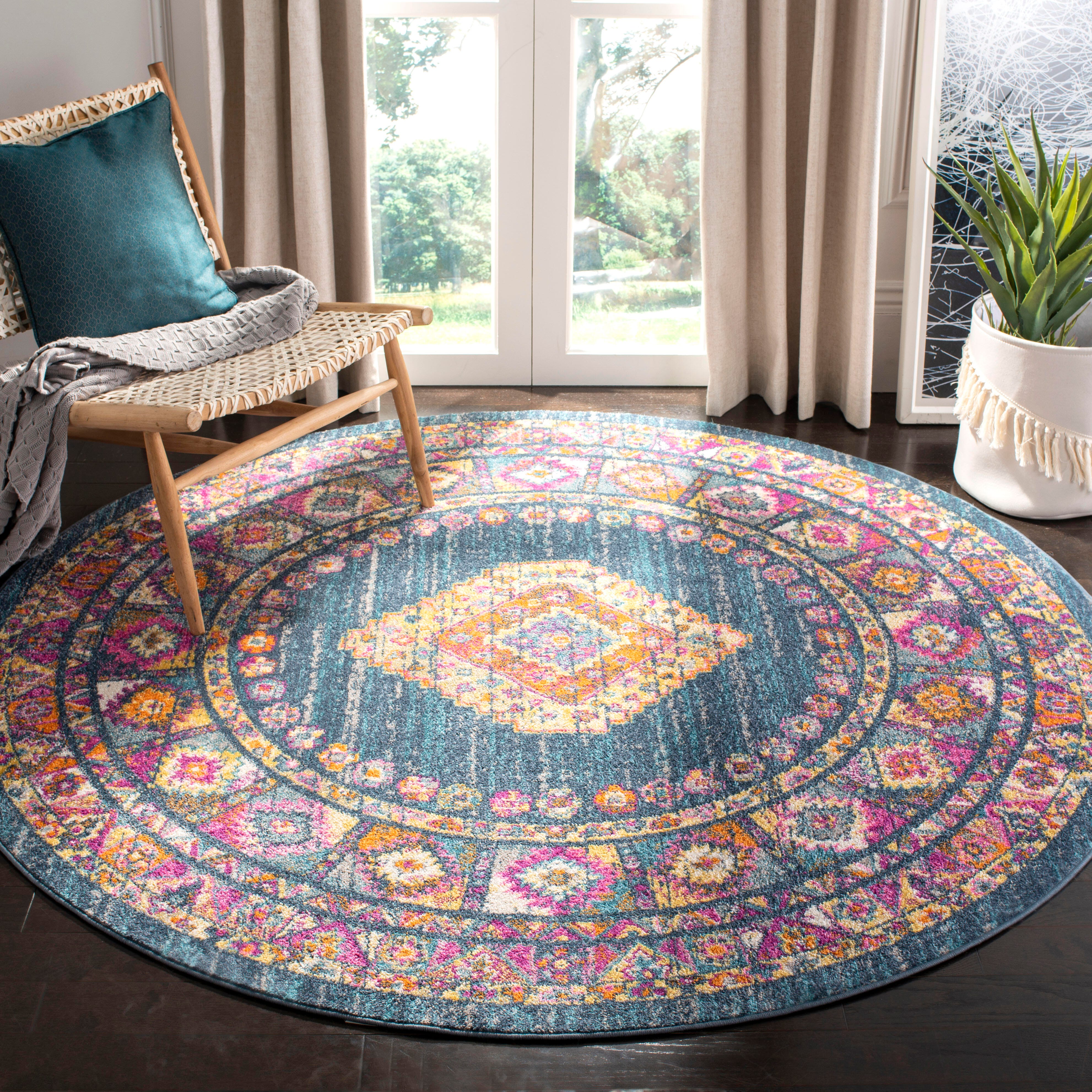 Safavieh Madison 6'-7 x 6'-7 Round Area Rug, Blue, rollover
