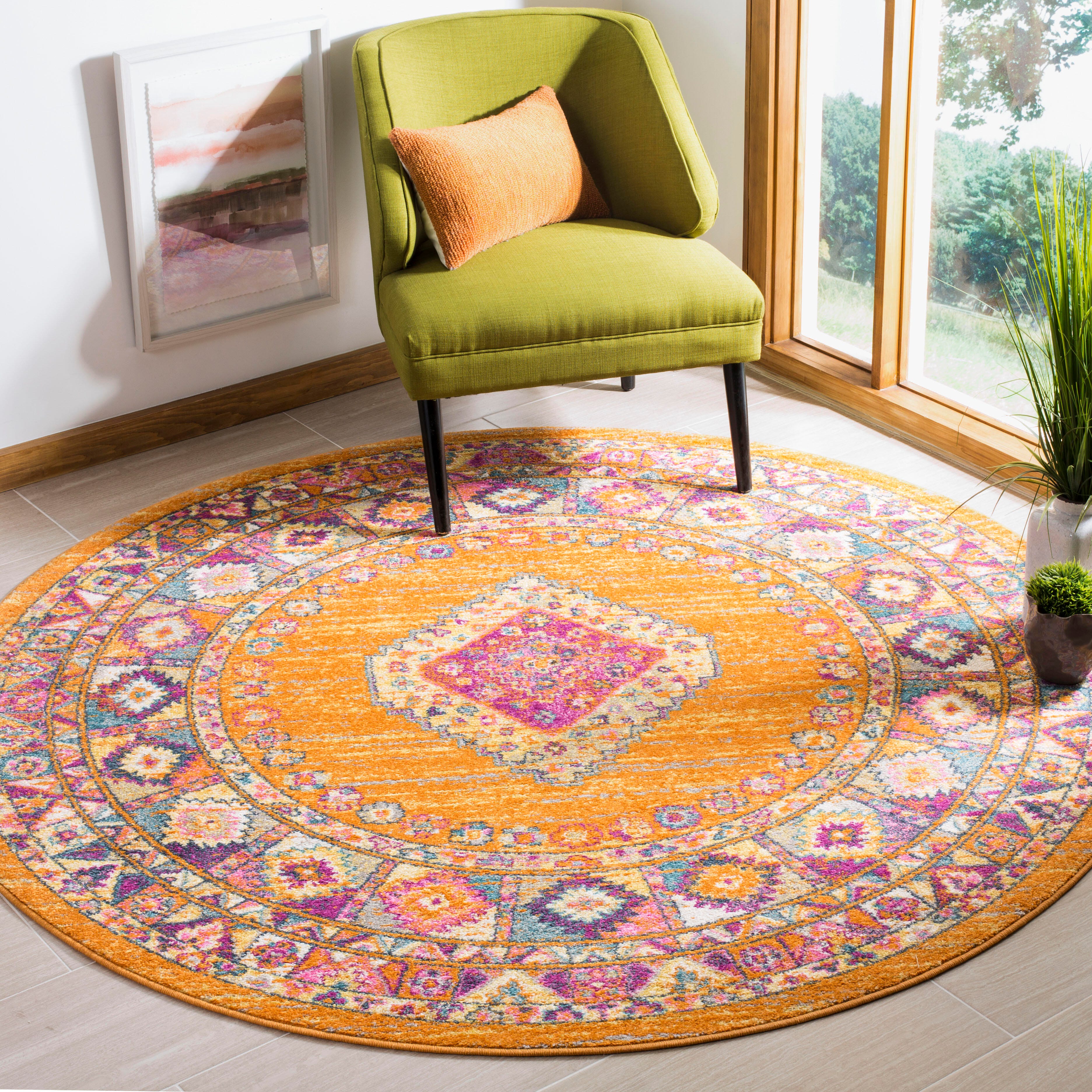 Safavieh Madison 6'-7 x 6'-7 Round Area Rug, Orange, rollover