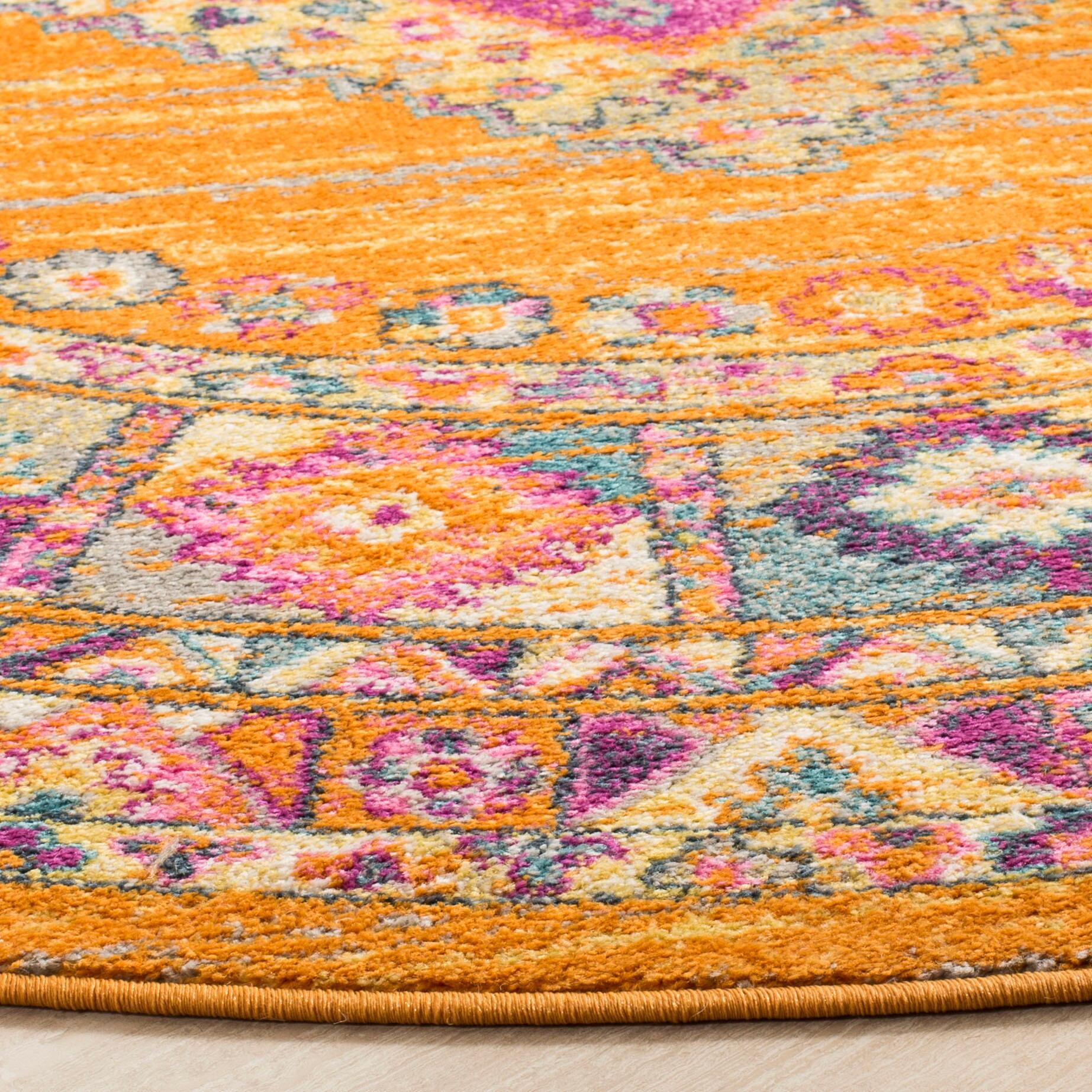 Safavieh Madison Madison 6'-7 x 6'-7 Round Area Rug, Orange, large