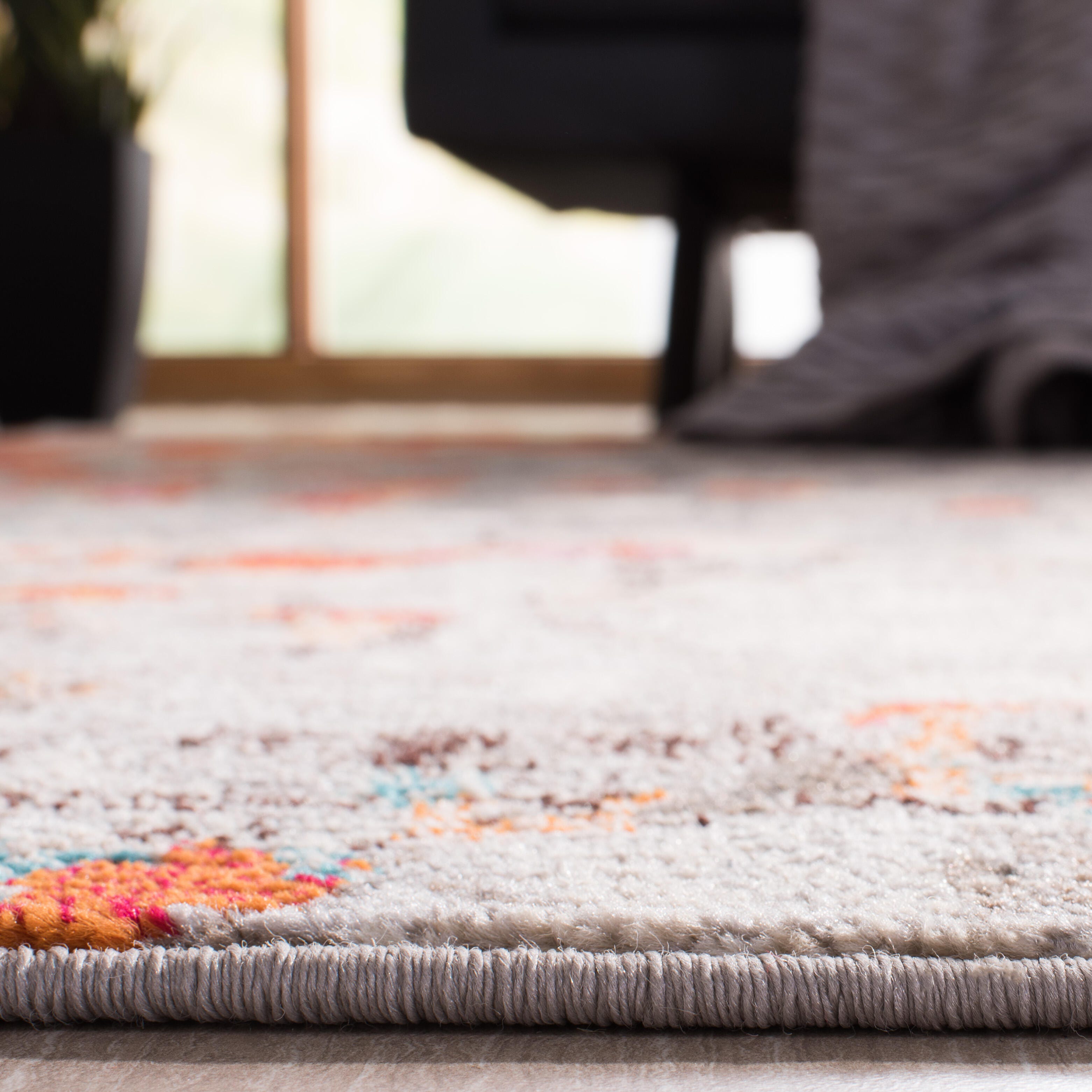 Safavieh Madison Madison 4' x 4' Square Area Rug, Gray/Orange, large