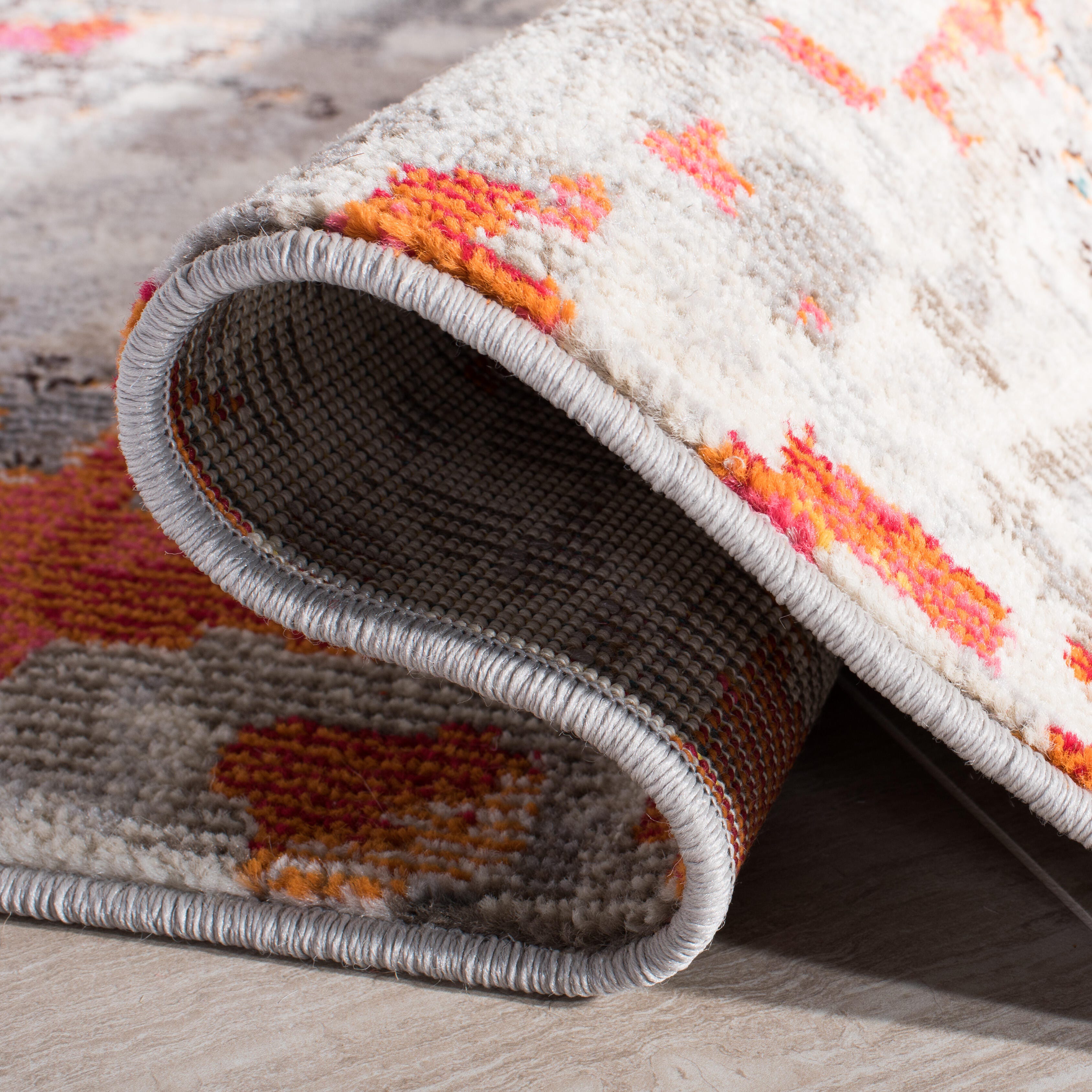 Safavieh Madison Madison 4' x 4' Square Area Rug, Gray/Orange, large