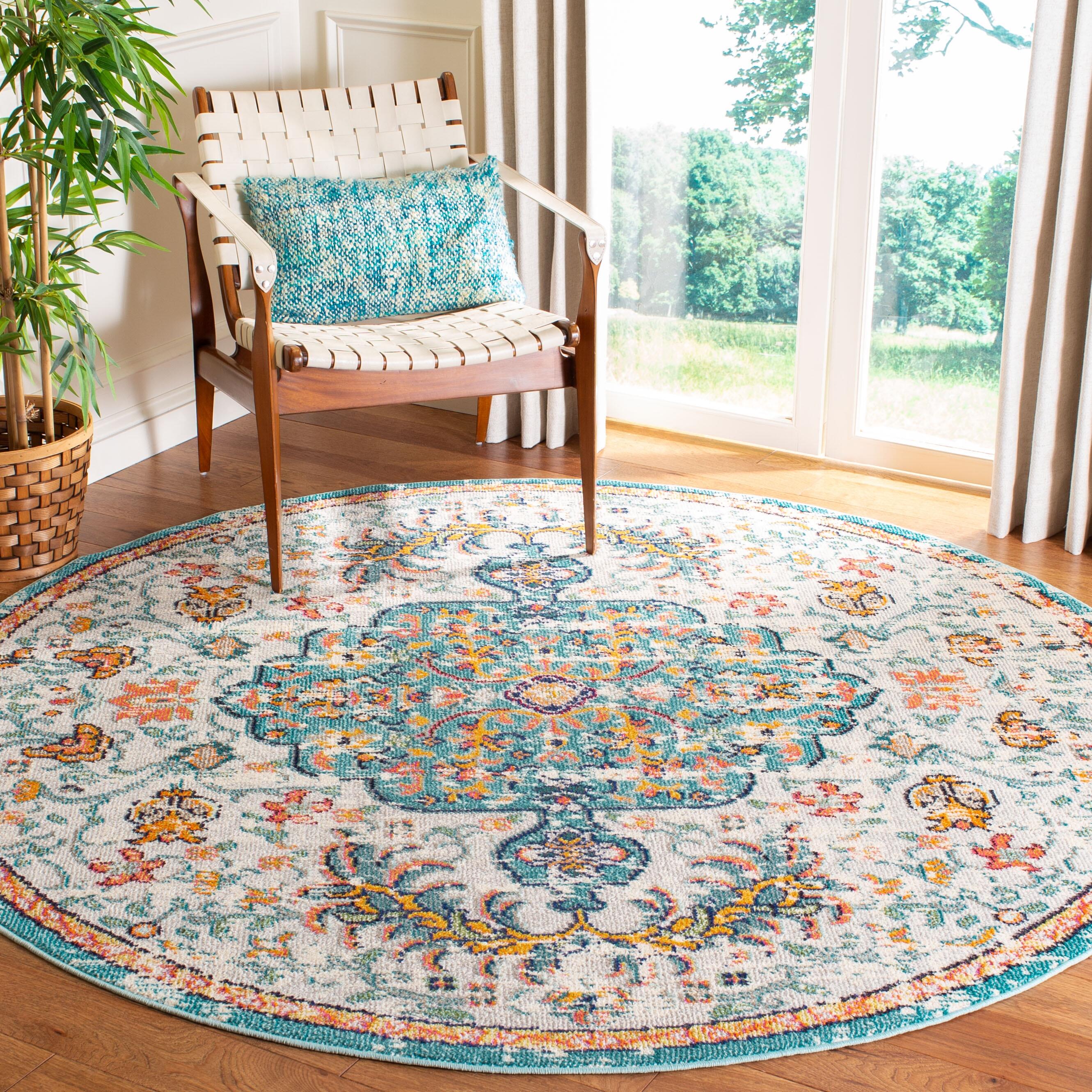 Safavieh Madison 6'-7 x 6'-7 Round Area Rug, Gray/Light Blue, rollover