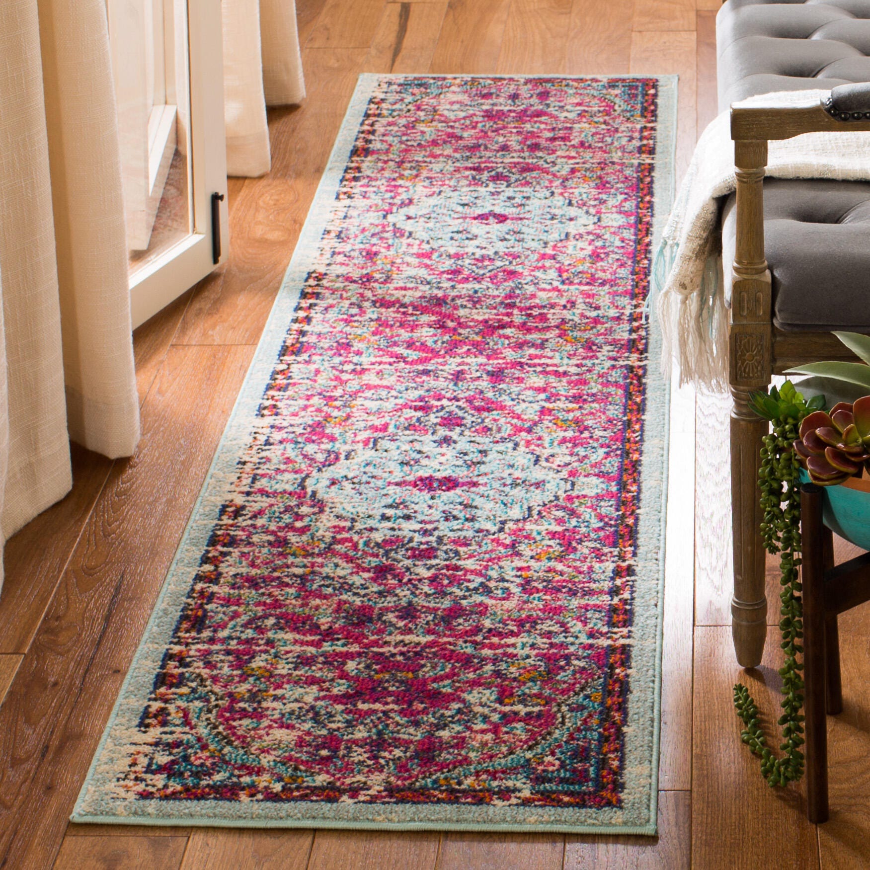Safavieh Madison 2' x 8' Runner, Fuchsia/Teal, large