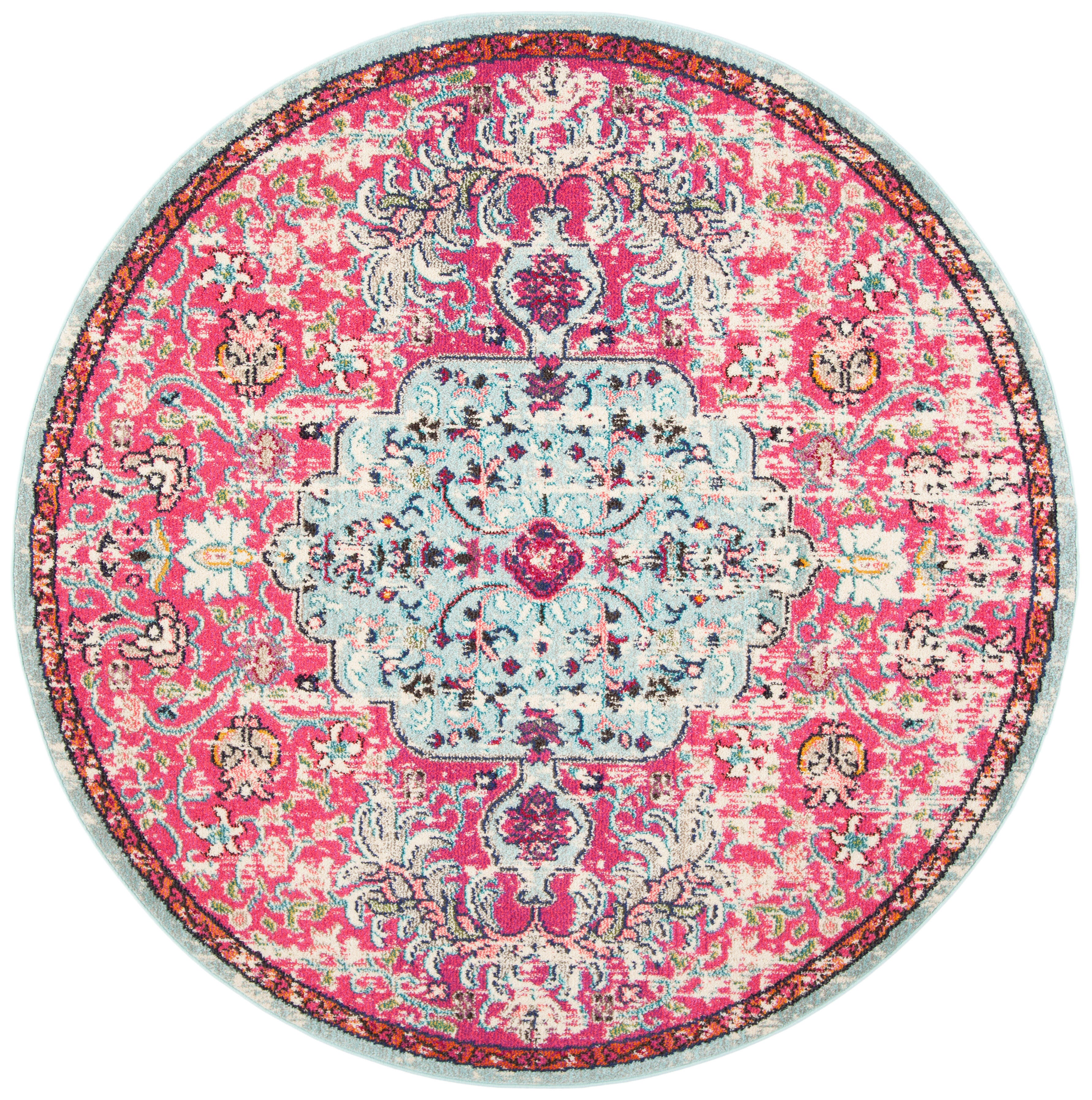 Safavieh Madison 5' x 5' Round Area Rug, Fuchsia/Teal, large