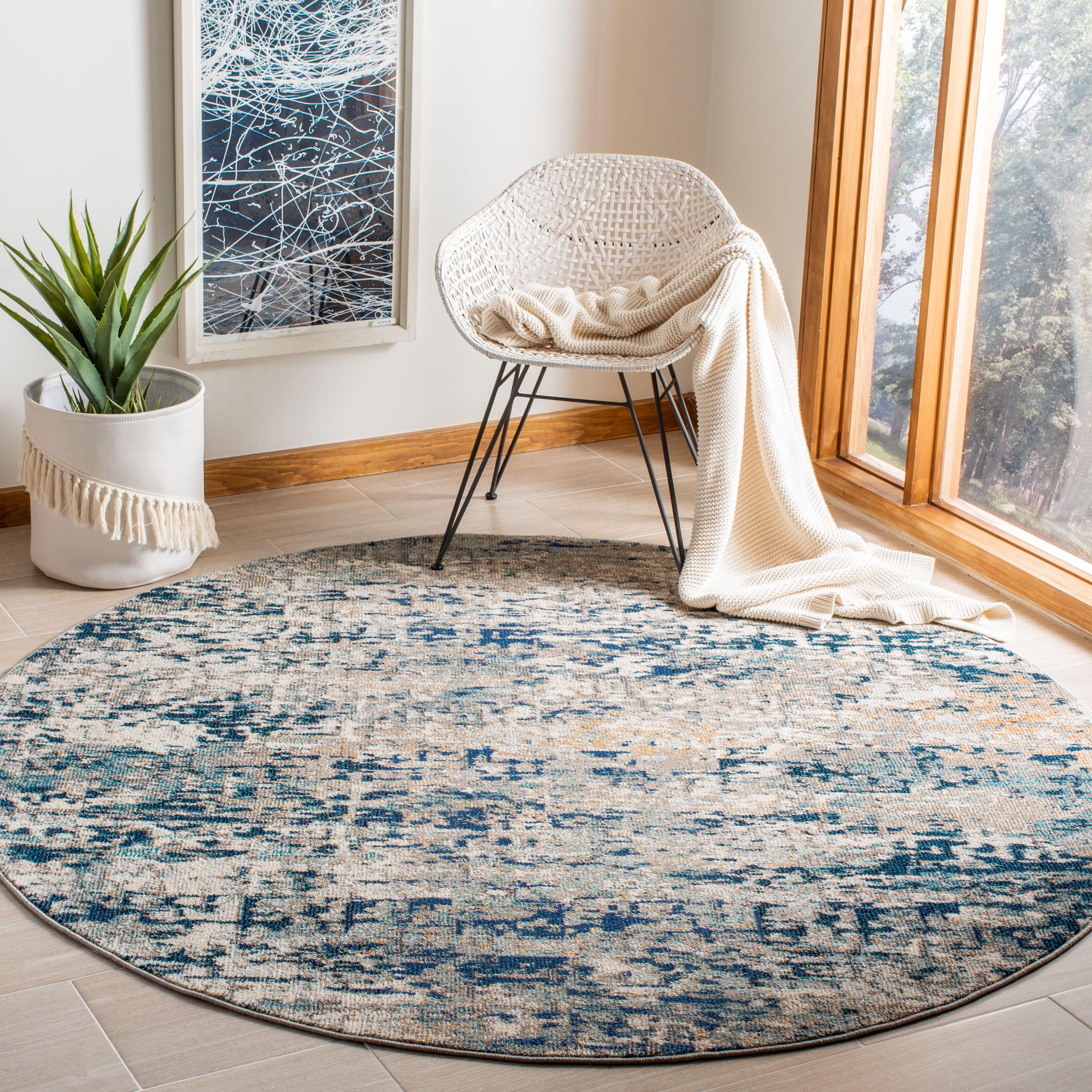 Safavieh Madison 6'-7 x 6'-7 Round Area Rug, Gray/Blue, rollover