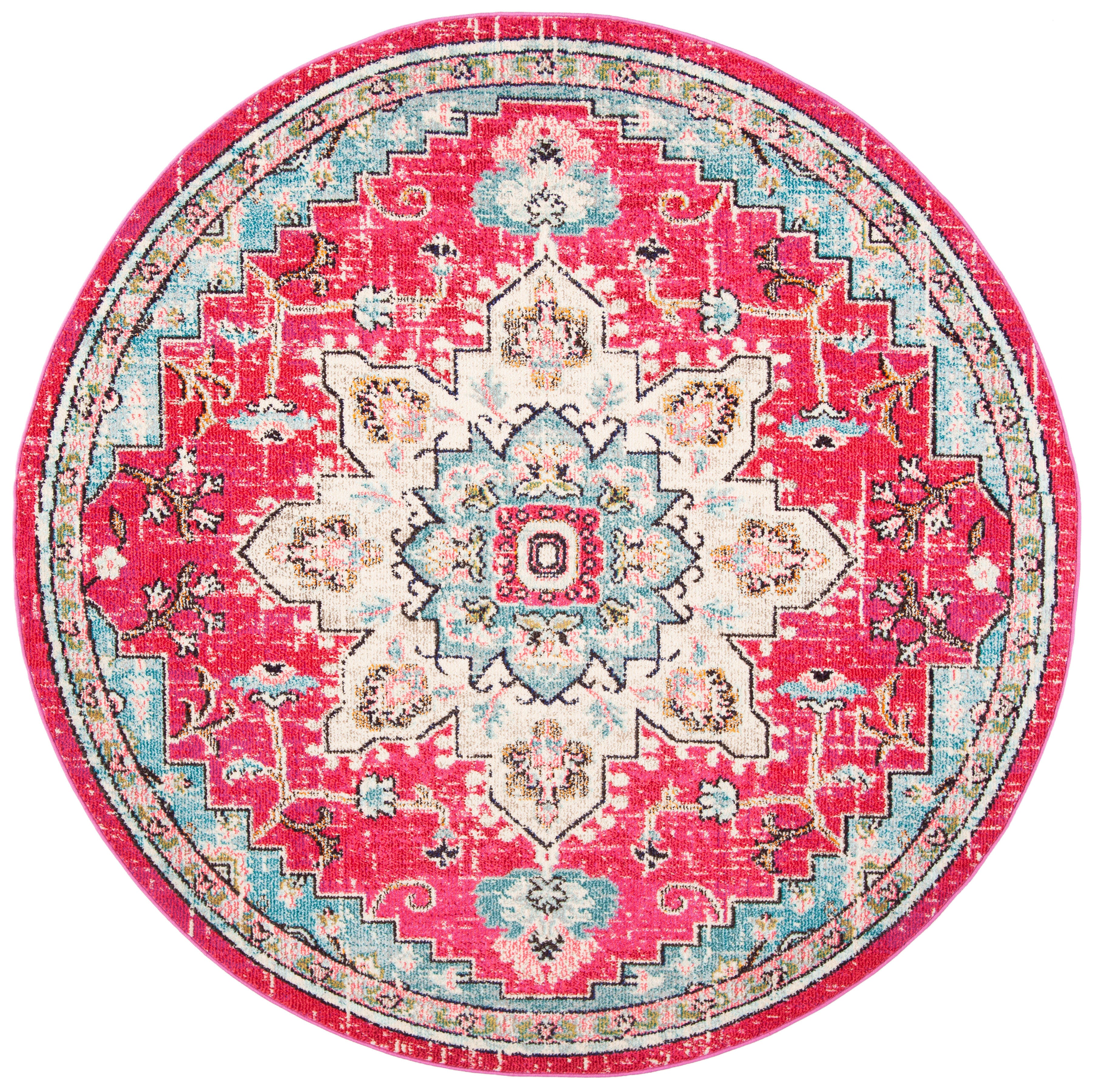 Safavieh Madison 5' x 5' Round Area Rug, Fuchsia/Blue, rollover