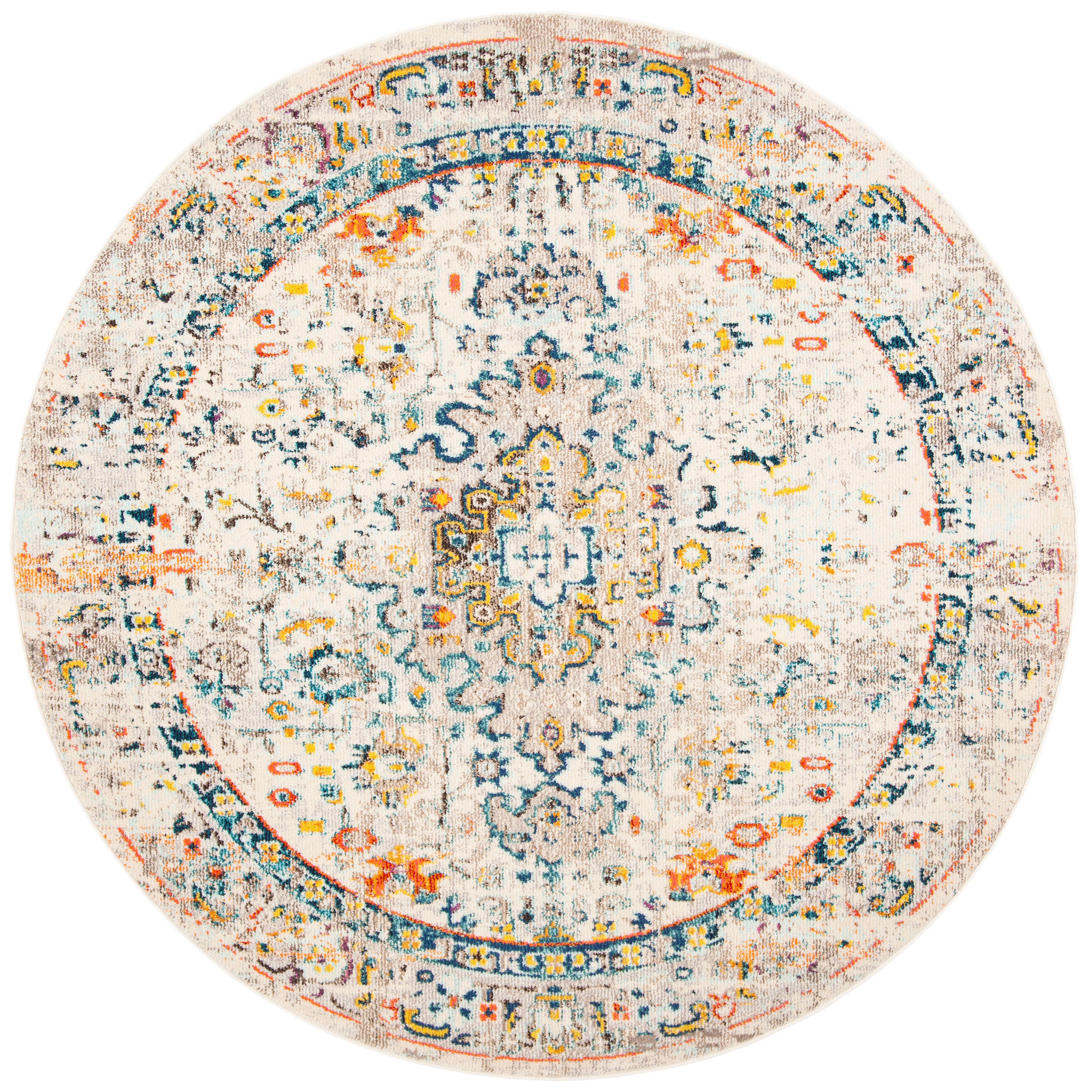 Safavieh Madison 5' x 5' Round Area Rug, Cream/Blue, large