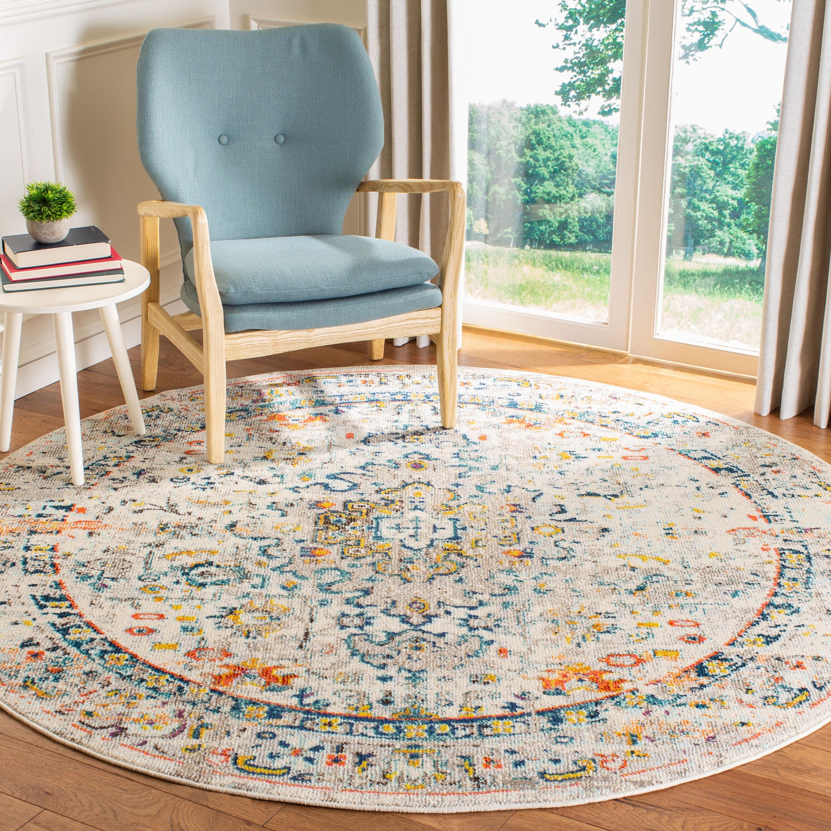 Safavieh Madison 6'-7 x 6'-7 Round Area Rug, Cream/Blue, rollover