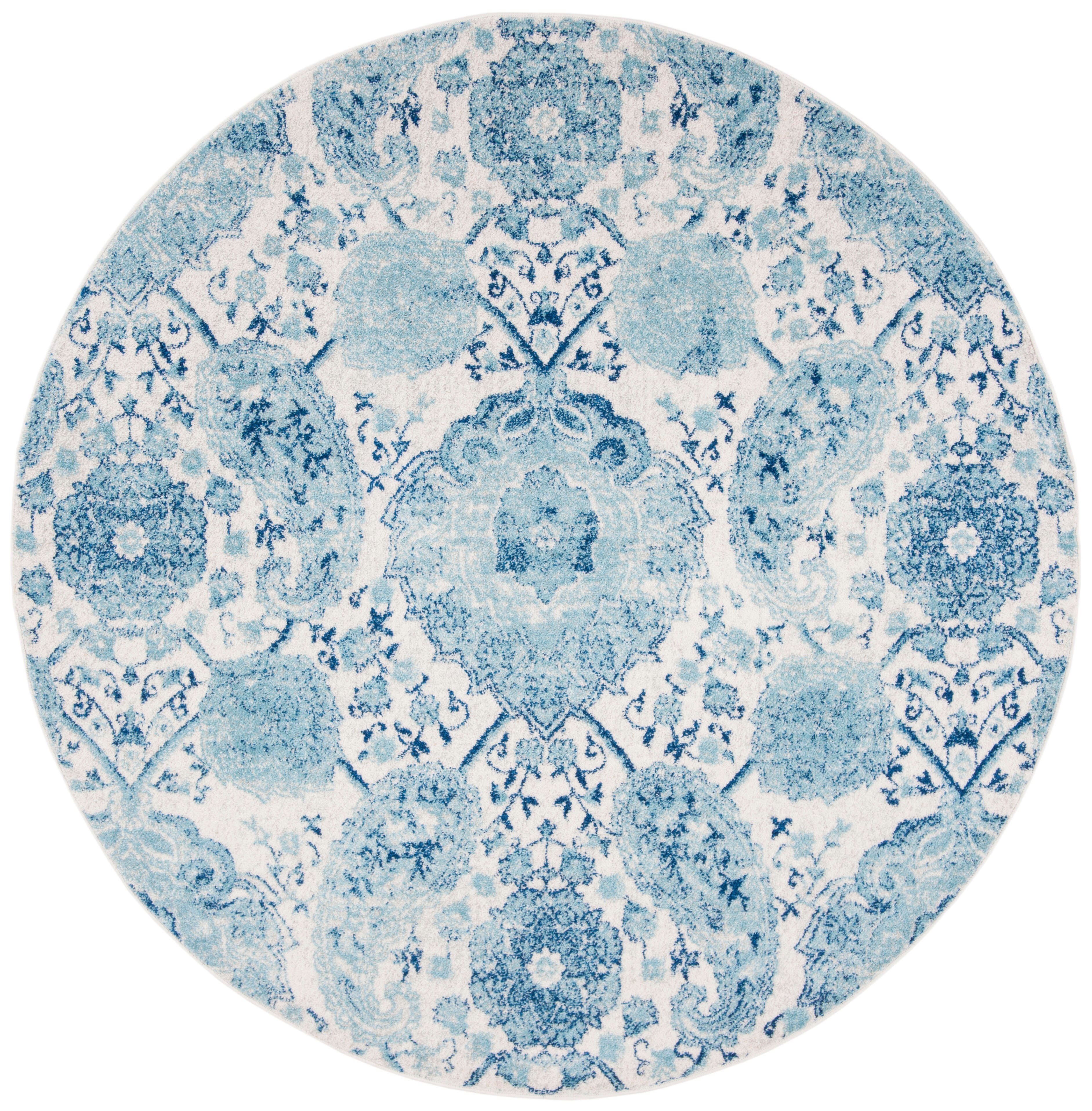 Safavieh Madison 4' x 4' Round Area Rug, Cream/Turquoise, rollover