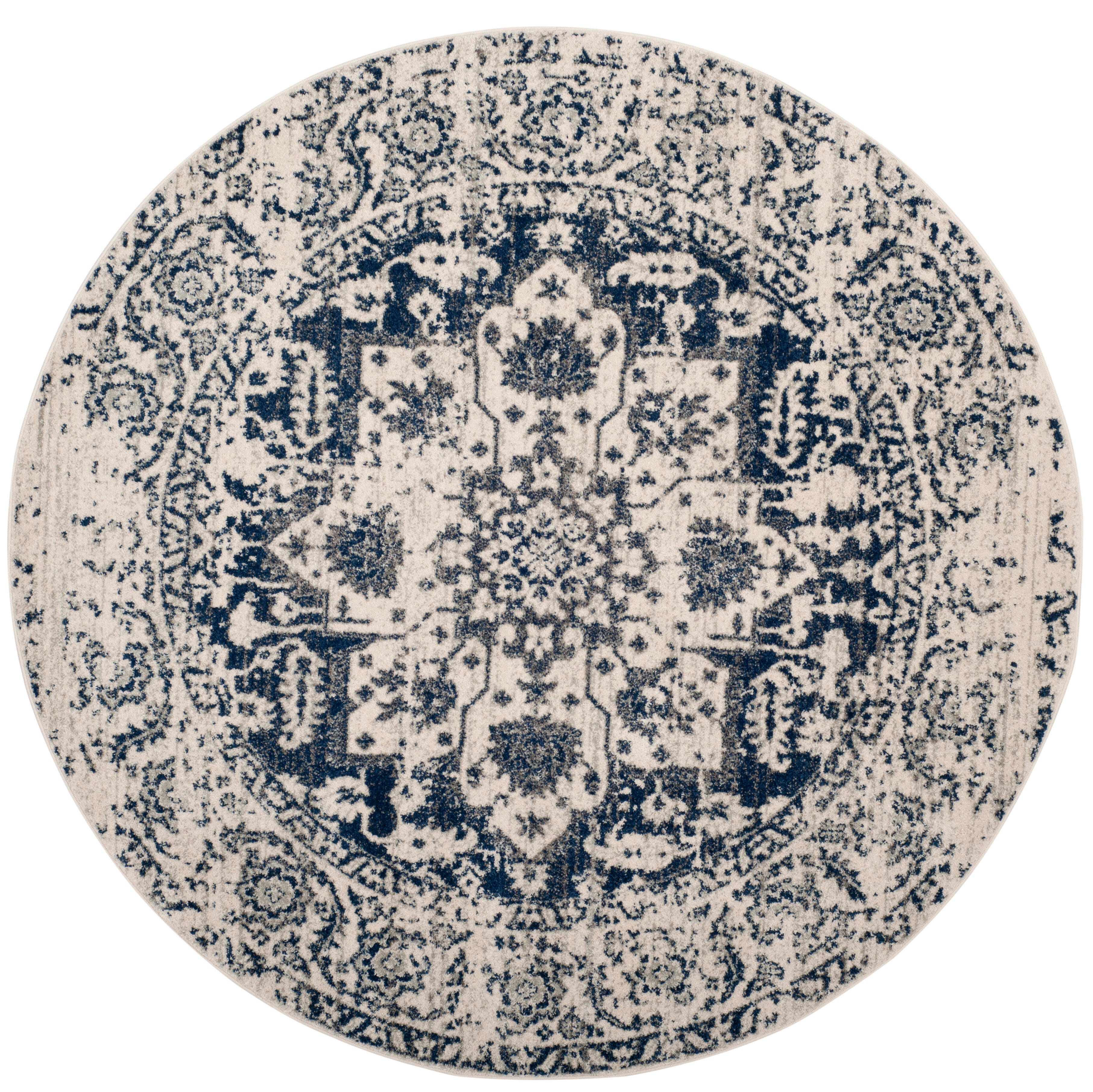 Safavieh Madison 4' x 4' Round Area Rug, Cream/Navy, large