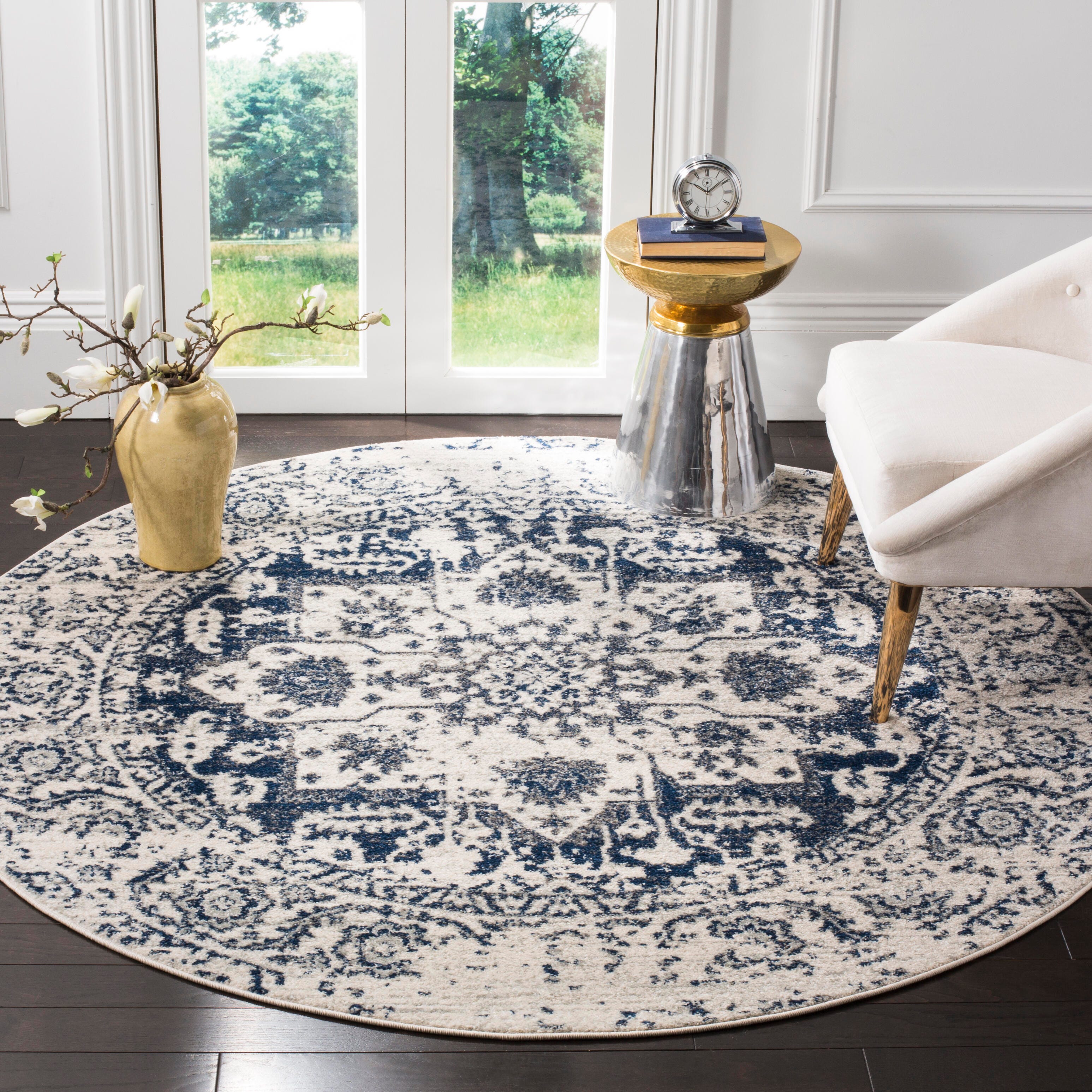 Safavieh Madison 6'-7 x 6'-7 Round Area Rug, Cream/Navy, rollover