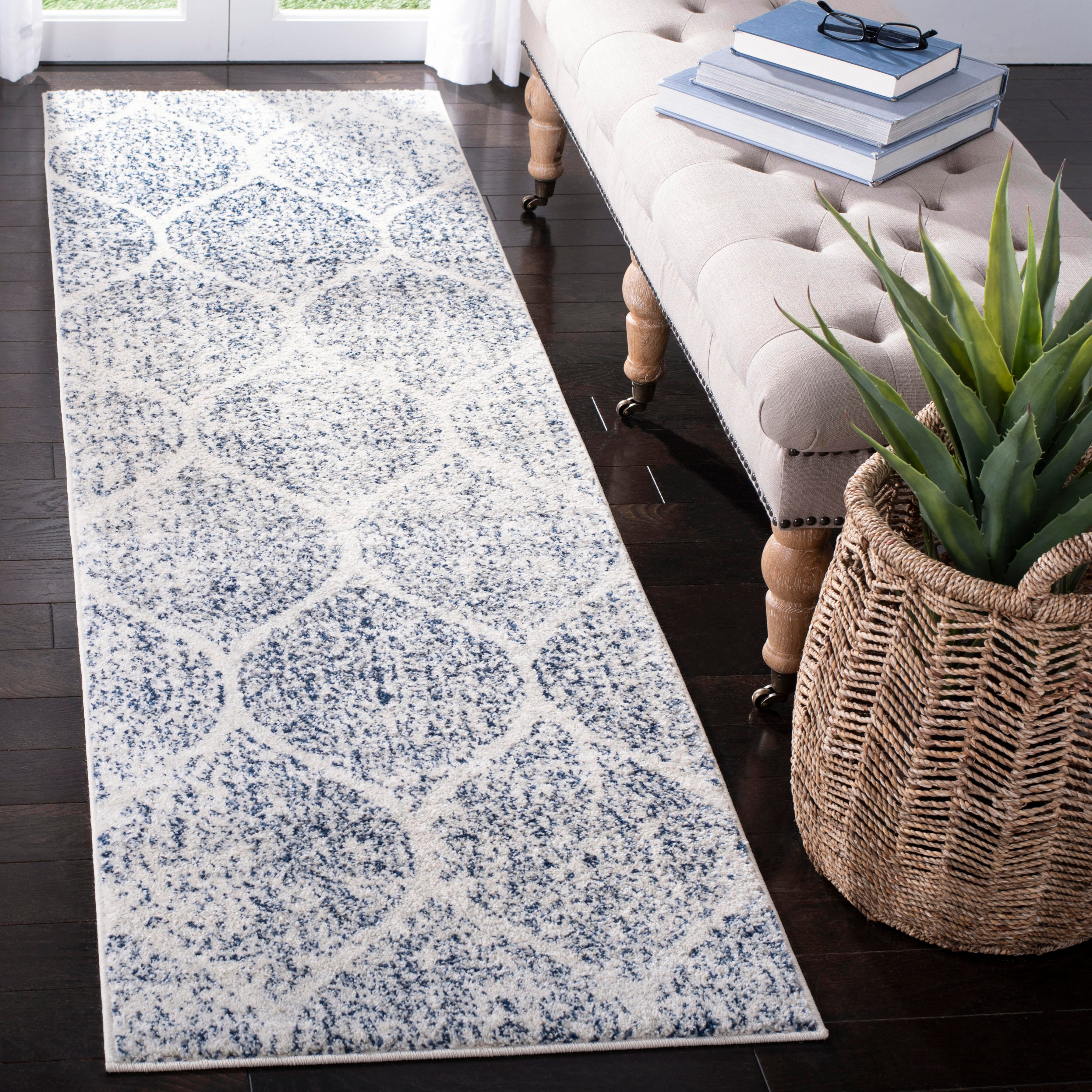Safavieh Madison 2'-3 x 8' Runner, Cream/Royal Blue, large