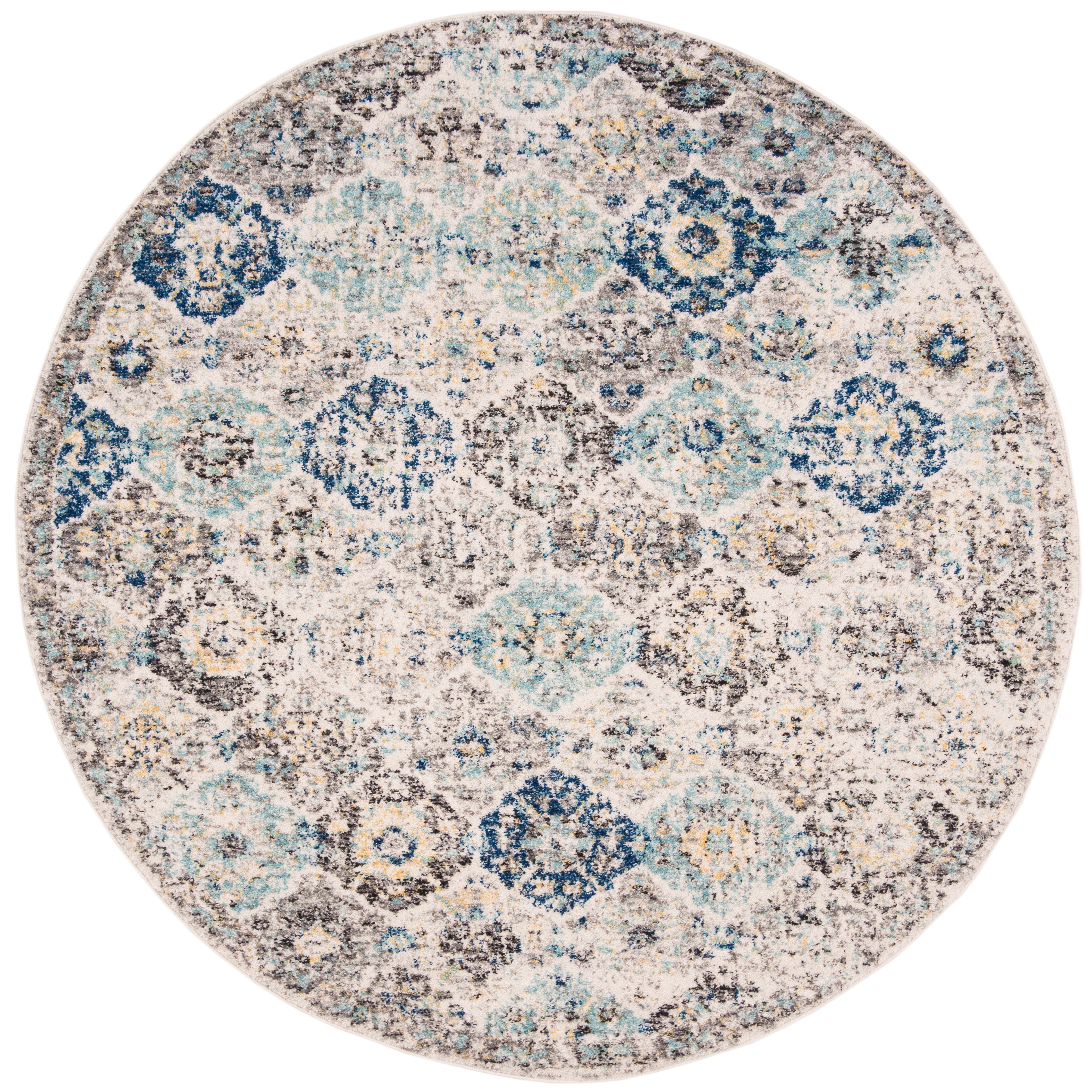Safavieh Madison 4' x 4' Round Area Rug, Ivory/Aqua, rollover