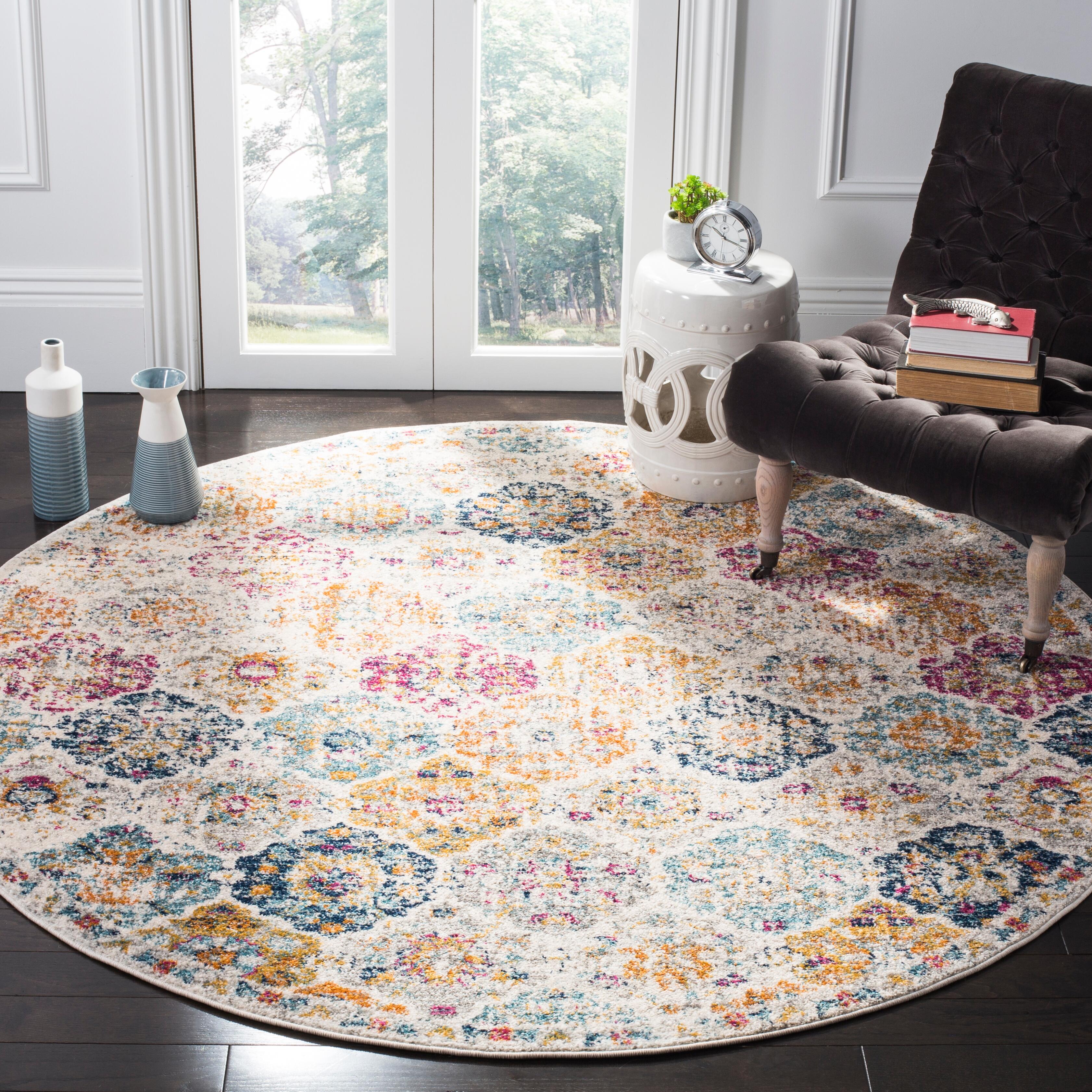 Safavieh Madison Madison 6'-7 x 6'-7 Round Area Rug, Cream/Multi, large