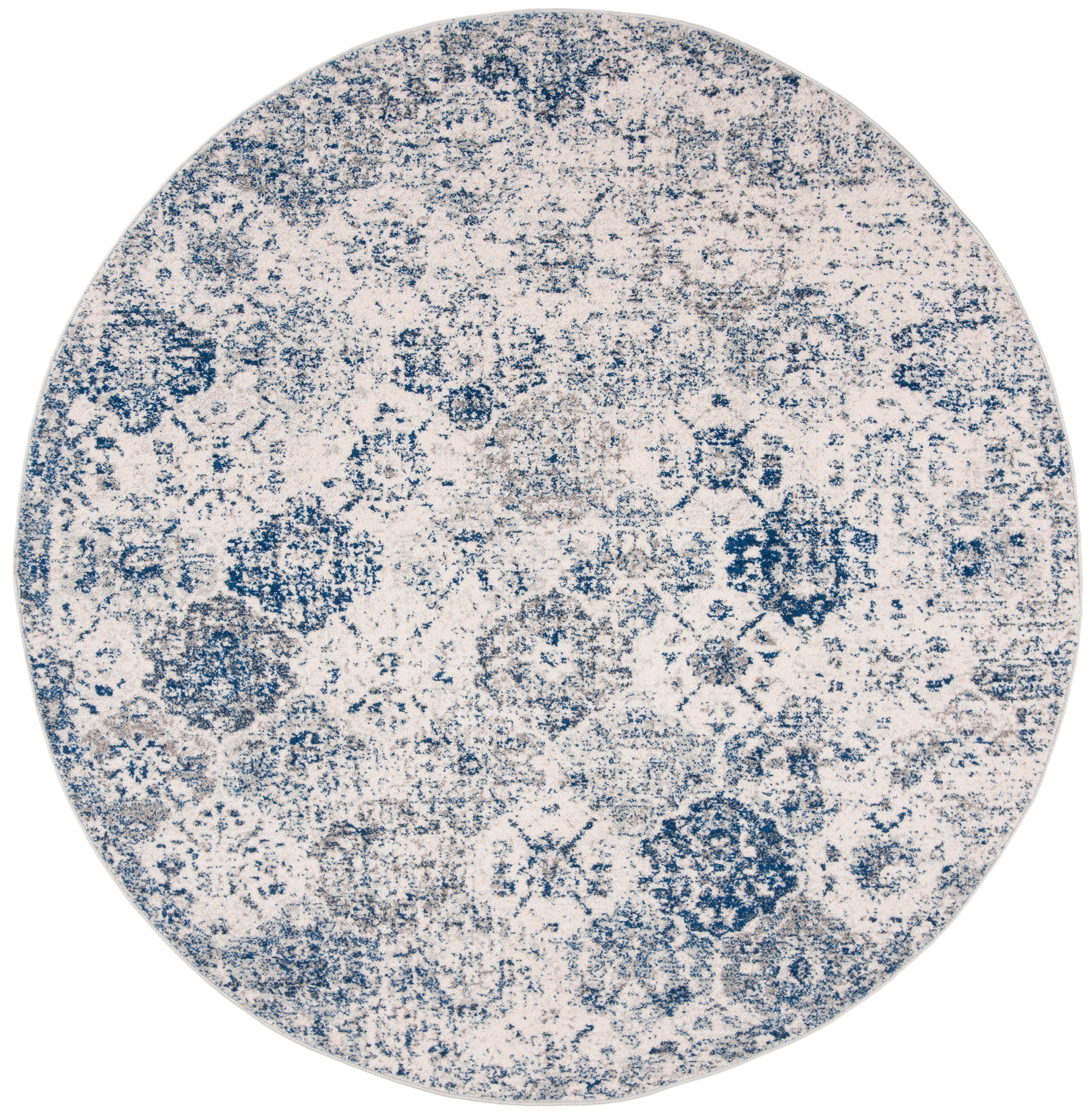 Safavieh Madison 4' x 4' Round Area Rug, White/Royal Blue, rollover