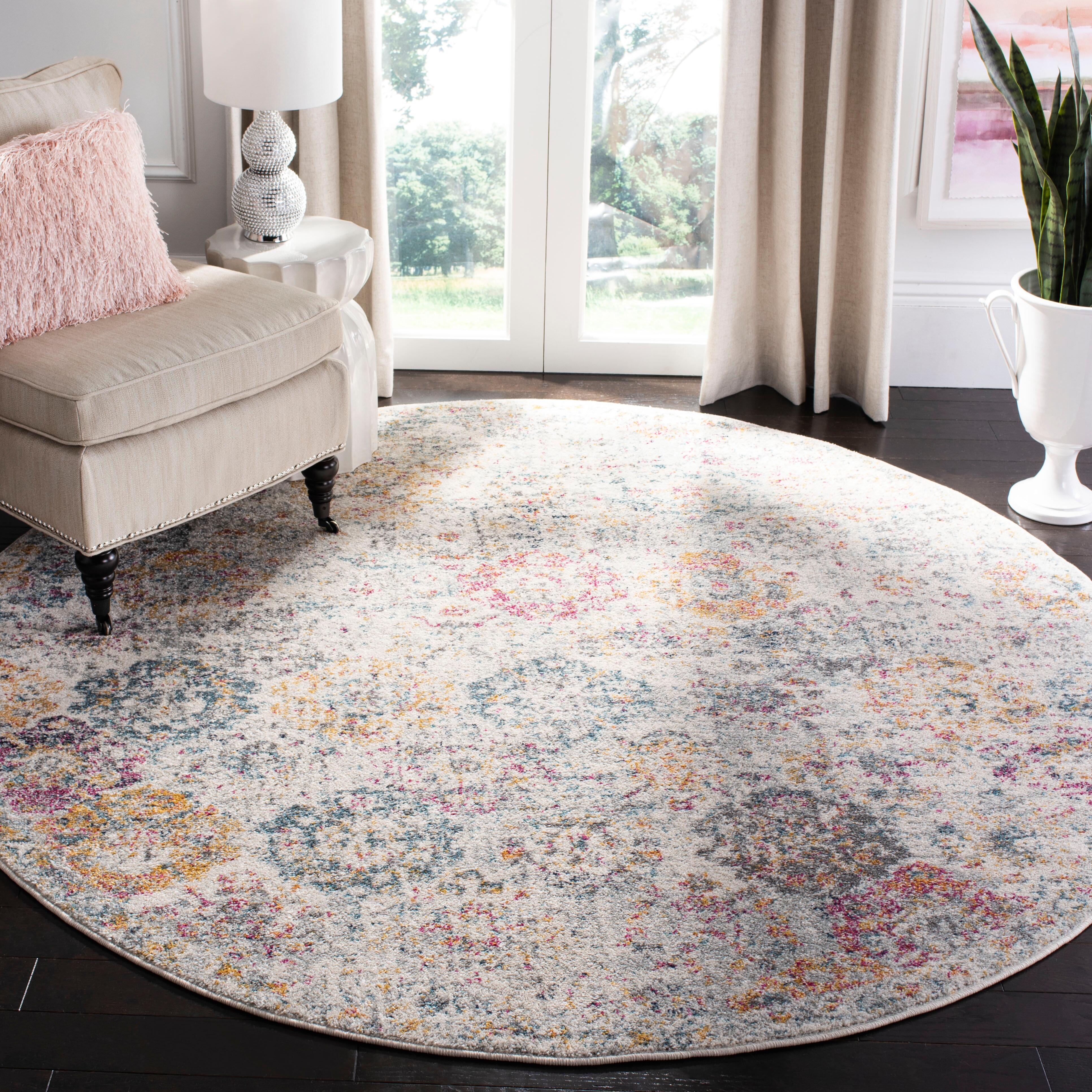 Safavieh Madison 6'-7 x 6'-7 Round Area Rug, Gray/Gold, rollover