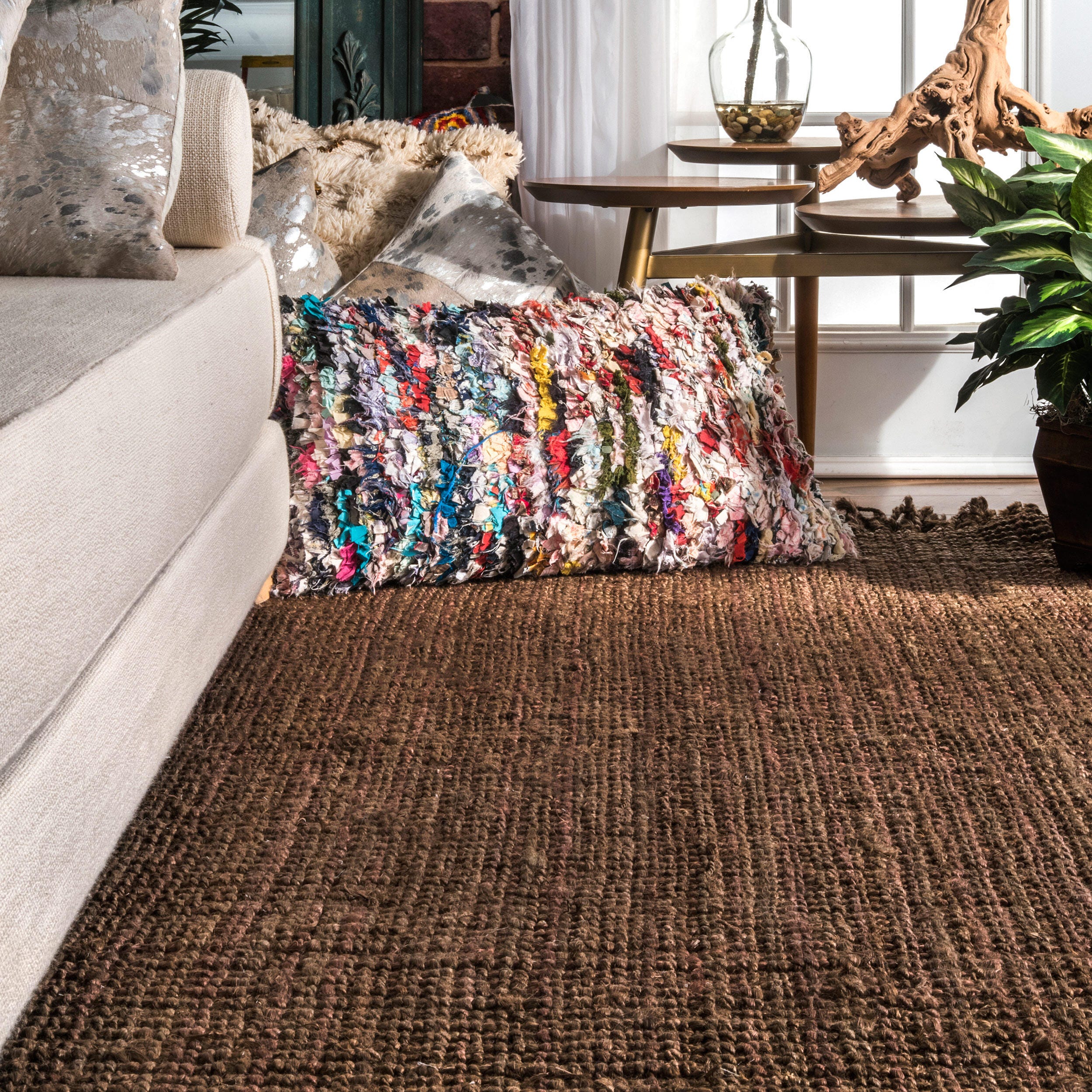 Nuloom Daniela Farmhouse Chunky Jute Area Rug, Chocolate, large