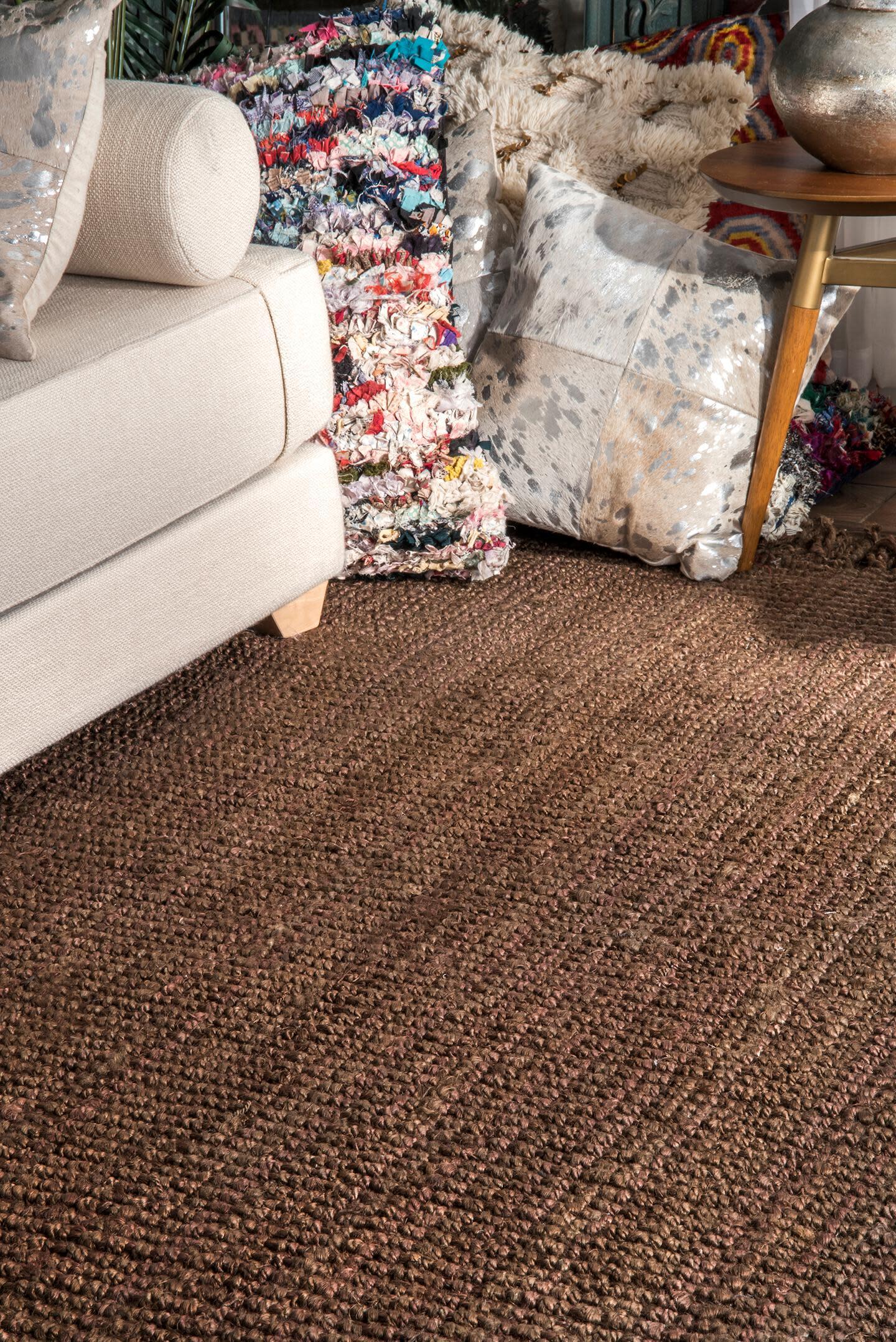 Nuloom Daniela Farmhouse Chunky Jute Area Rug, Chocolate, large