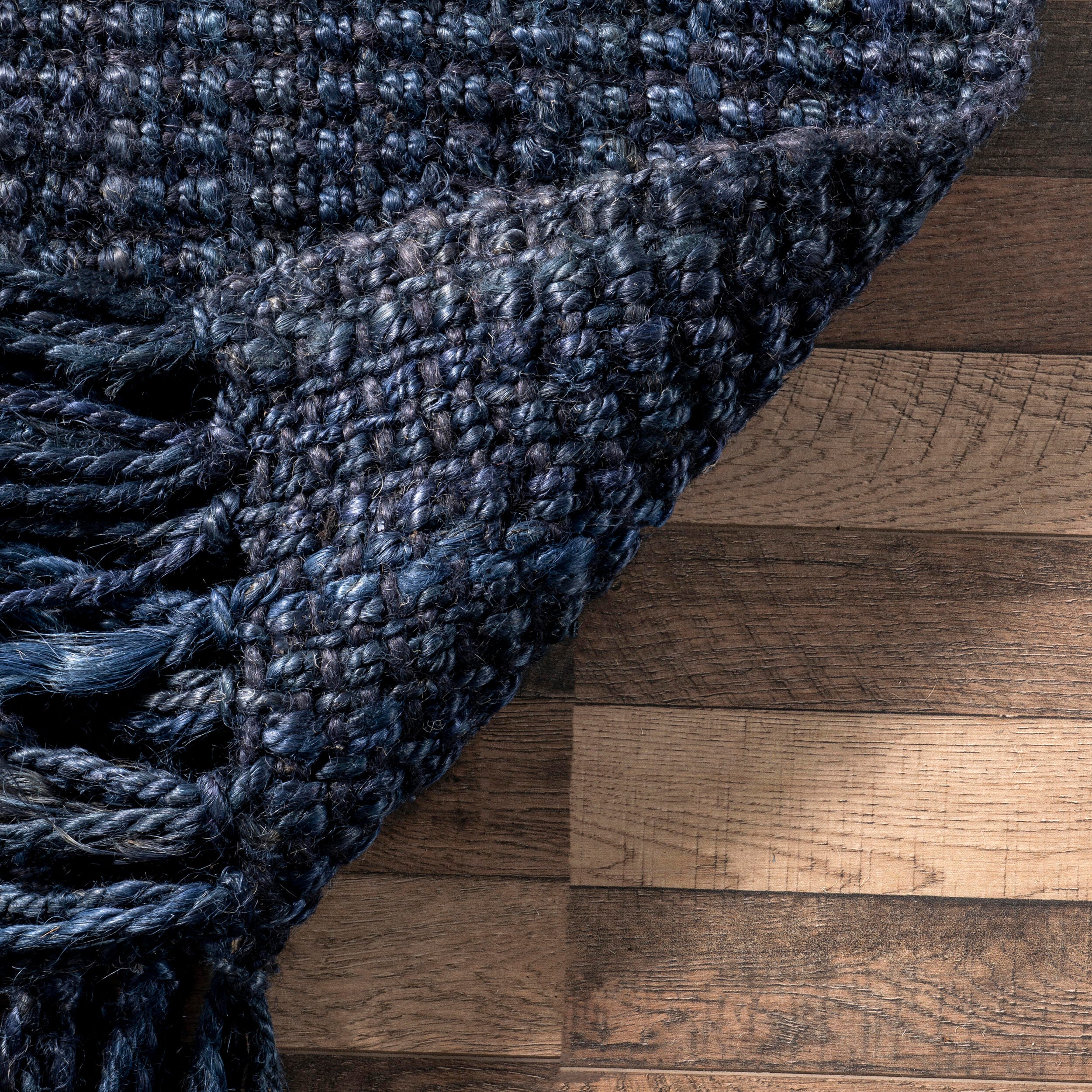 Nuloom Daniela Farmhouse Chunky Jute Area Rug, Navy Blue, large