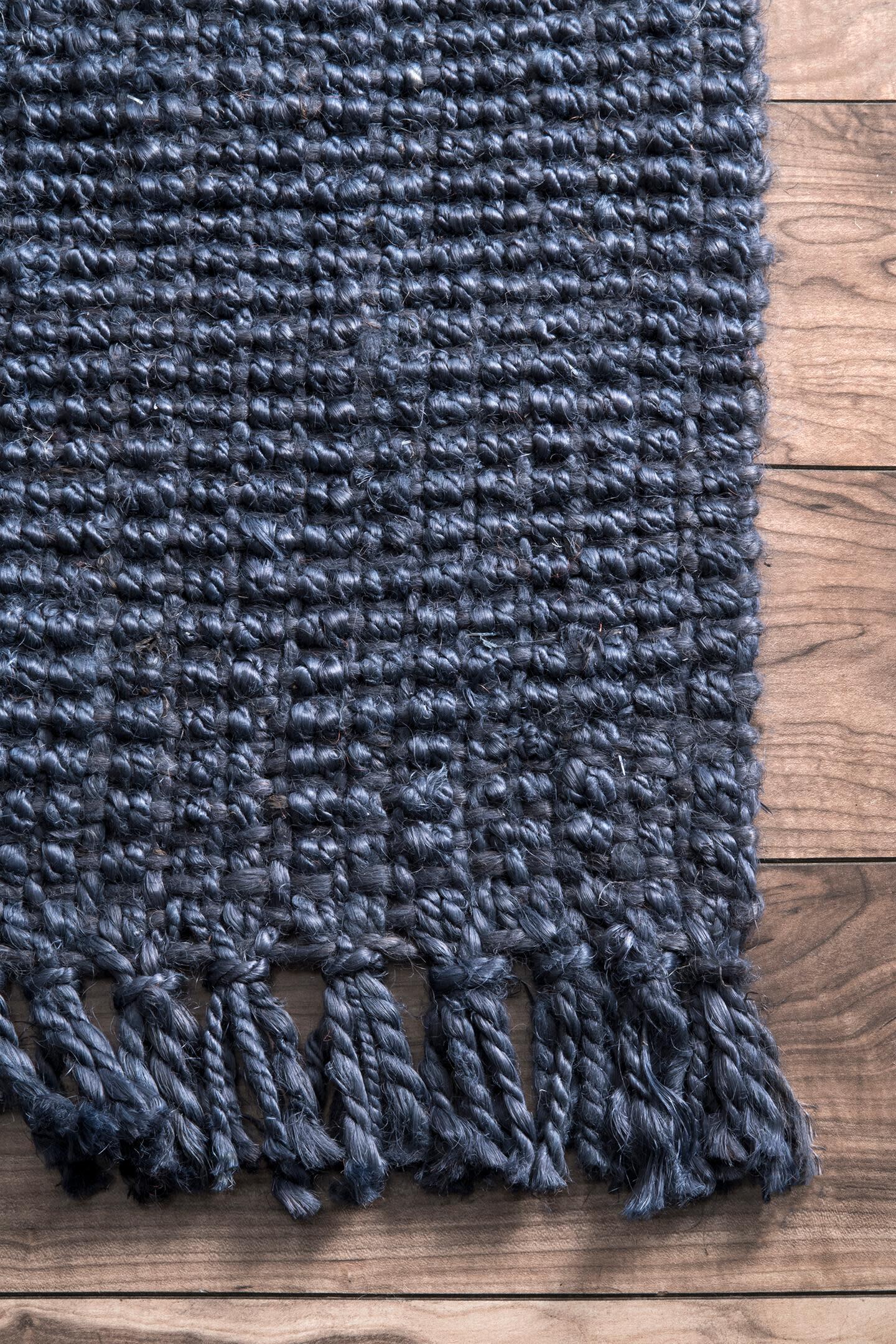 Nuloom Daniela Farmhouse Chunky Jute Area Rug, Navy Blue, large