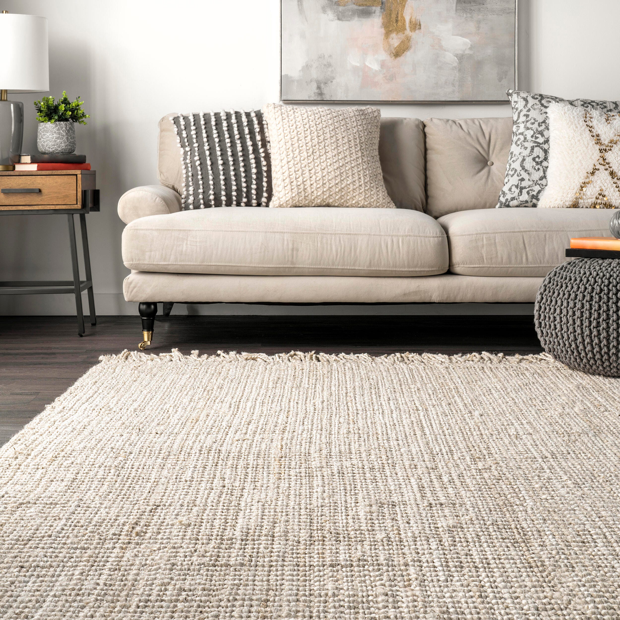 Nuloom Daniela Farmhouse Chunky Jute Area Rug, Off White, large