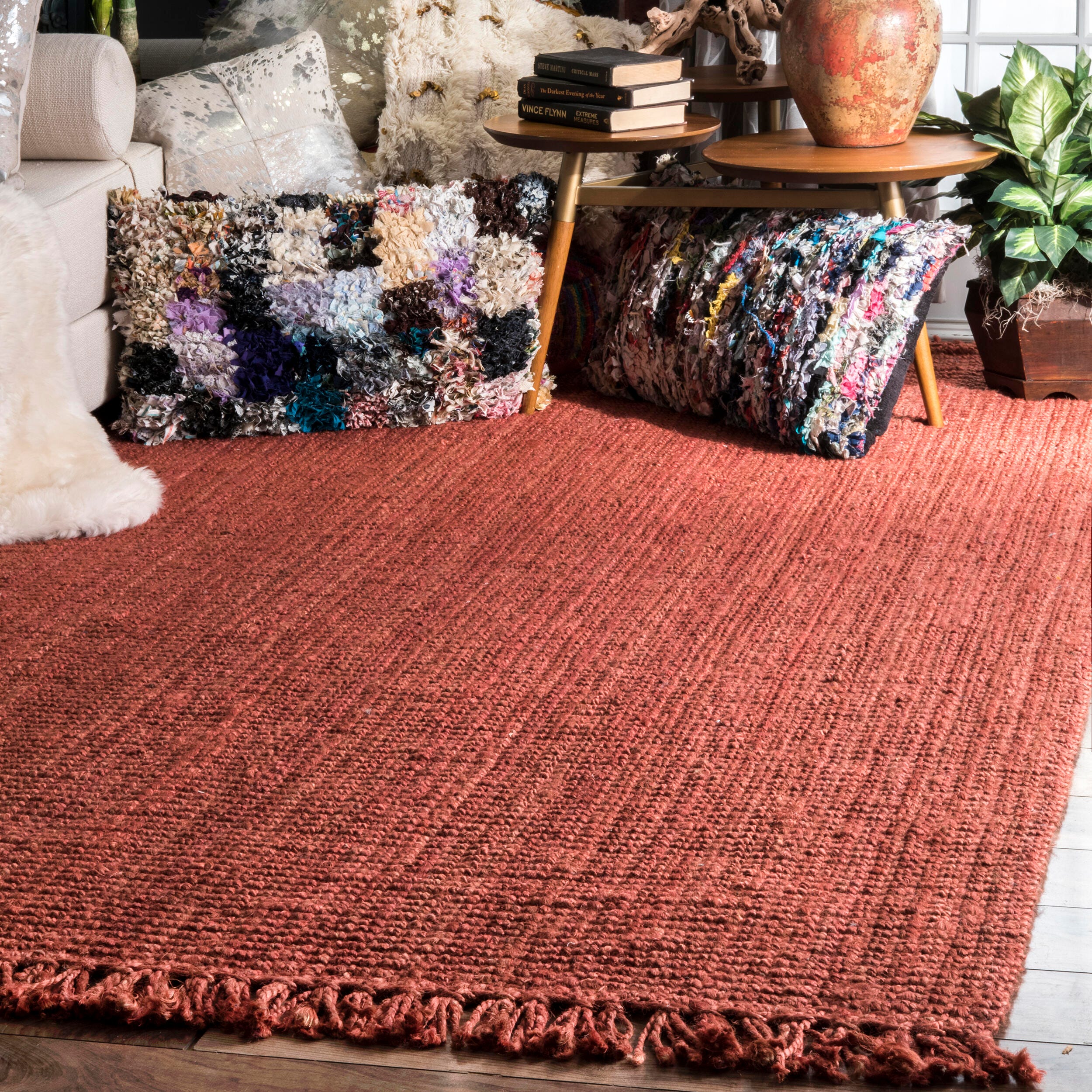 Nuloom Daniela Farmhouse Chunky Jute Area Rug, Brick